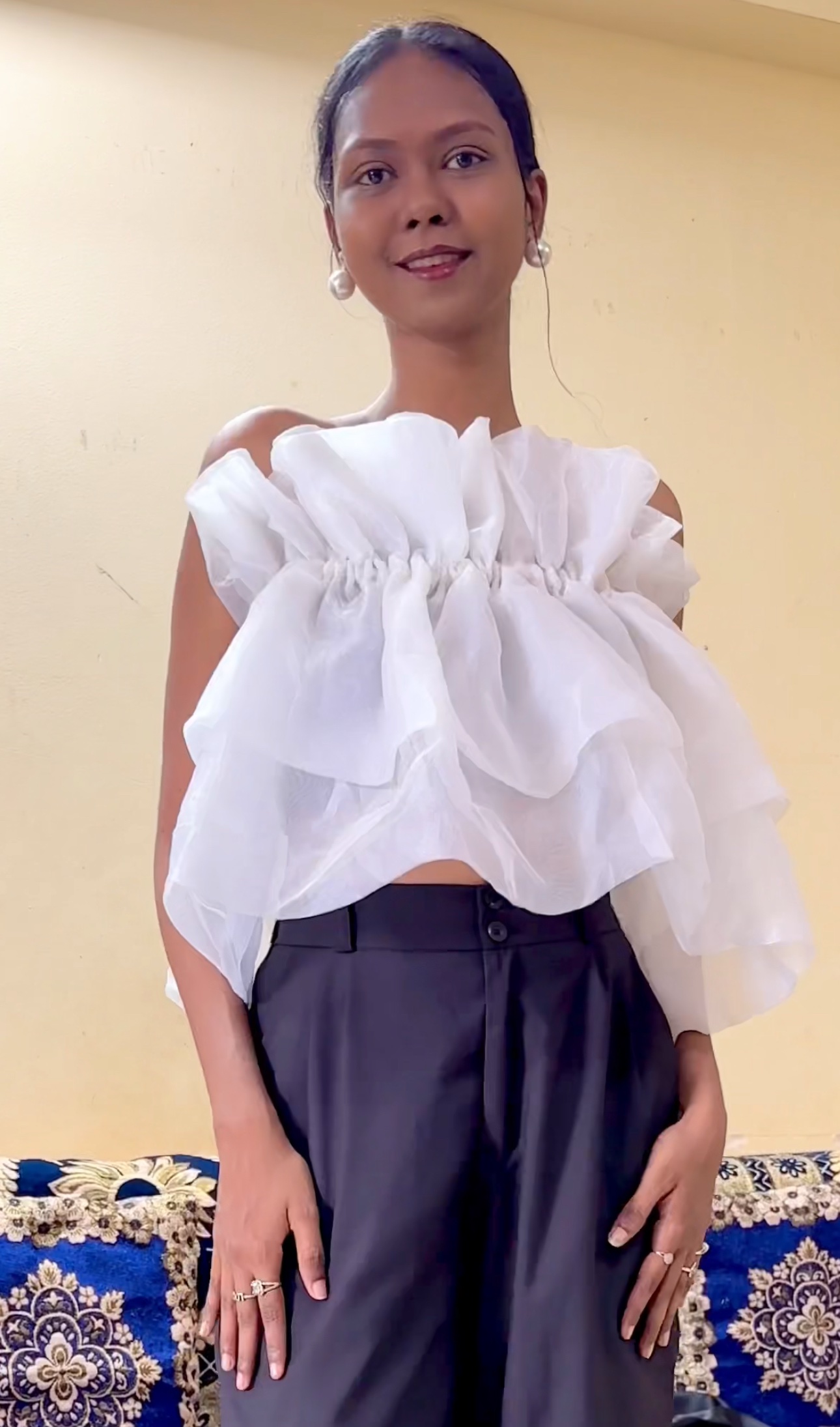 White Organza Multistyle Top