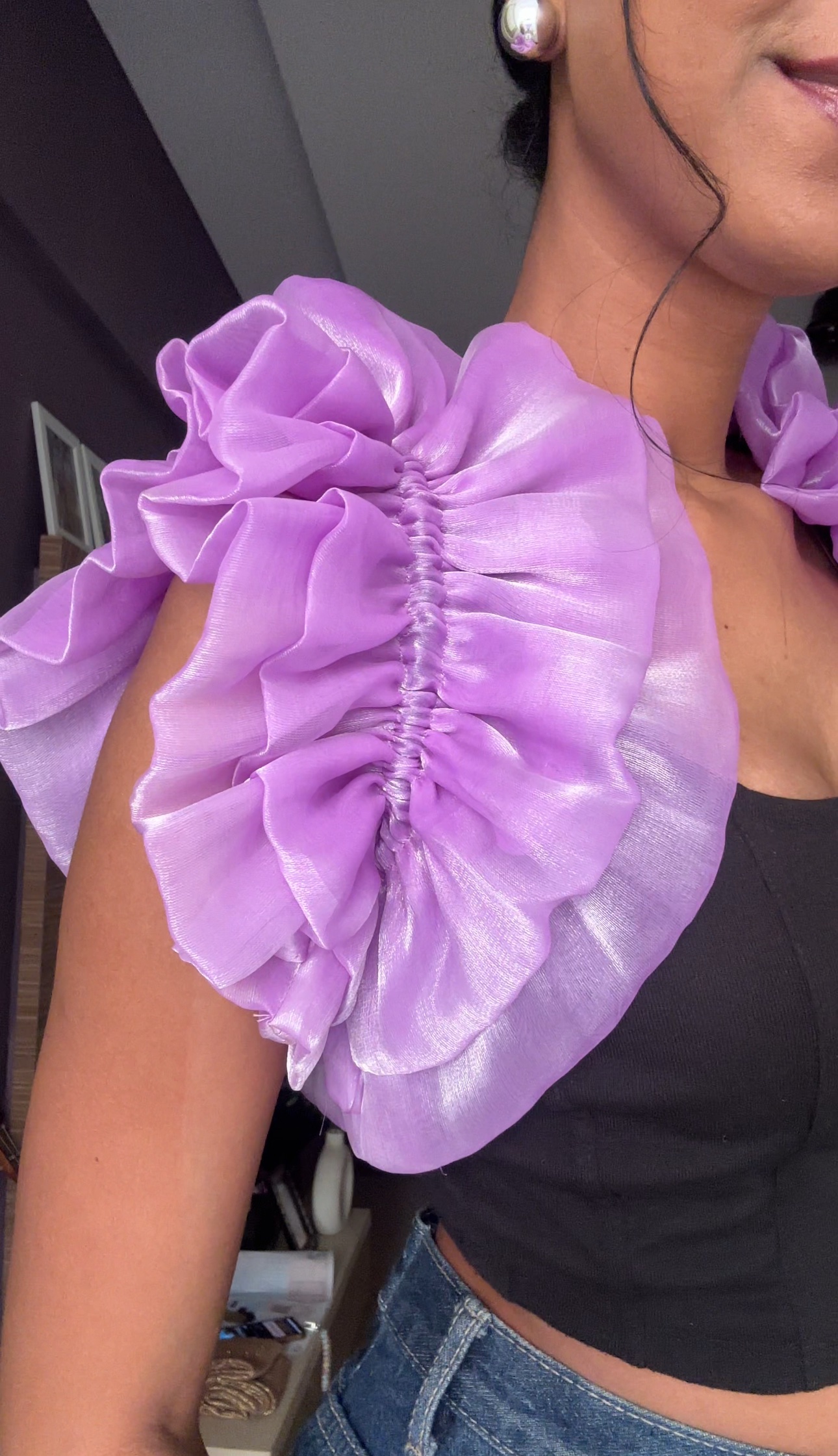 Lavender Organza Detachable Ruffle Sleeves