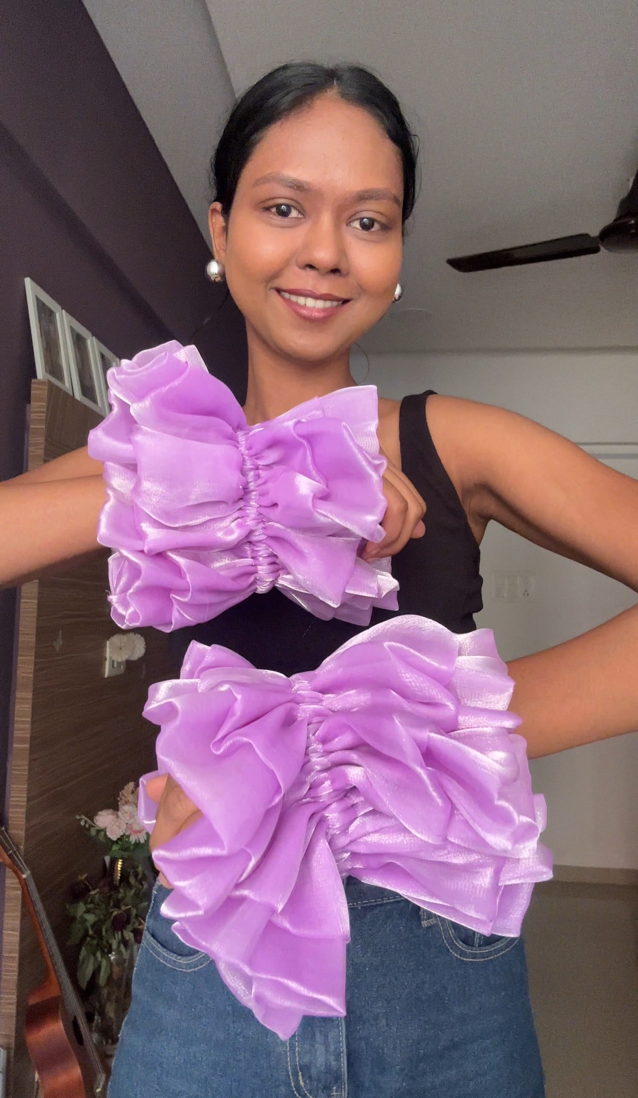 Lavender Organza Detachable Ruffle Sleeves