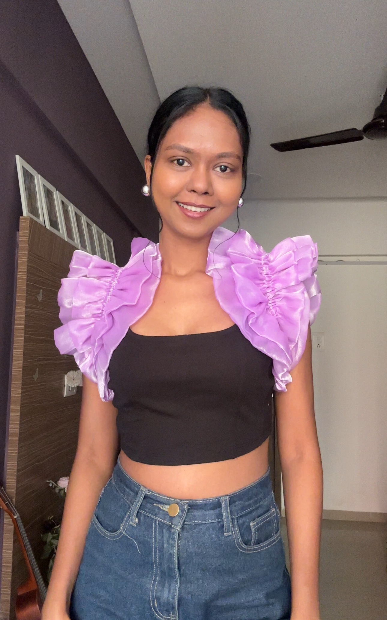 Lavender Organza Detachable Ruffle Sleeves