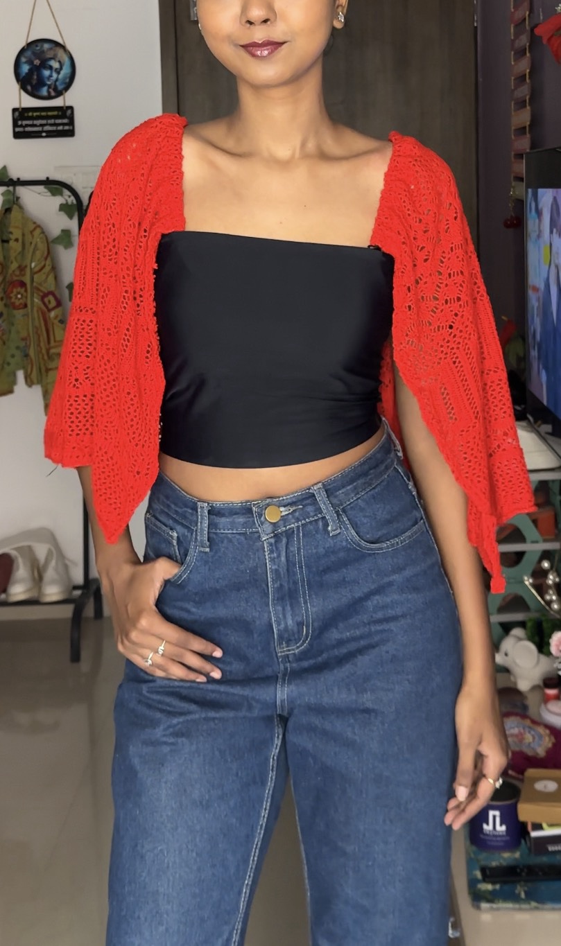 Red Crochet Detachable Bra Strap Sleeves