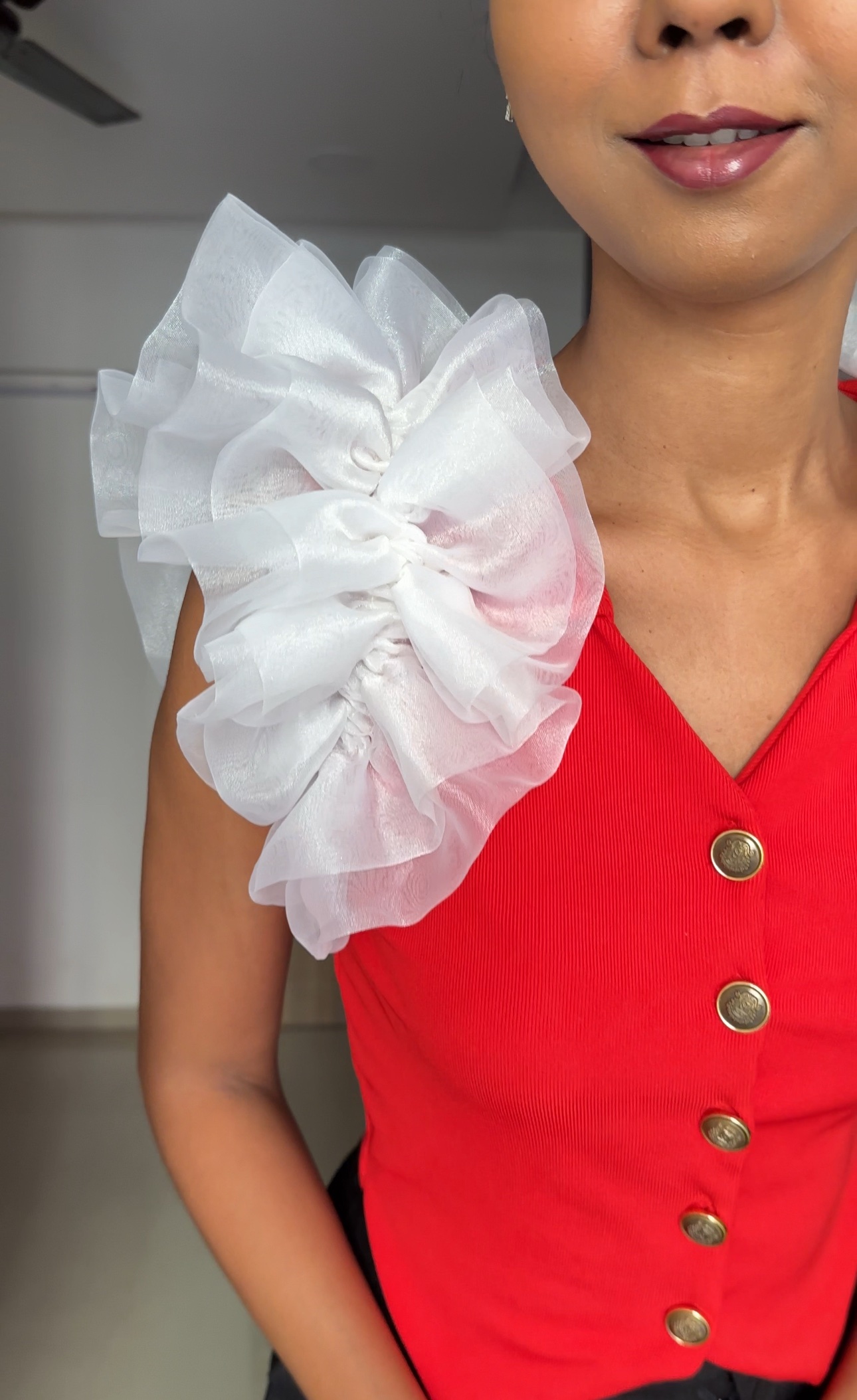 White Organza Ruffle Sleeves