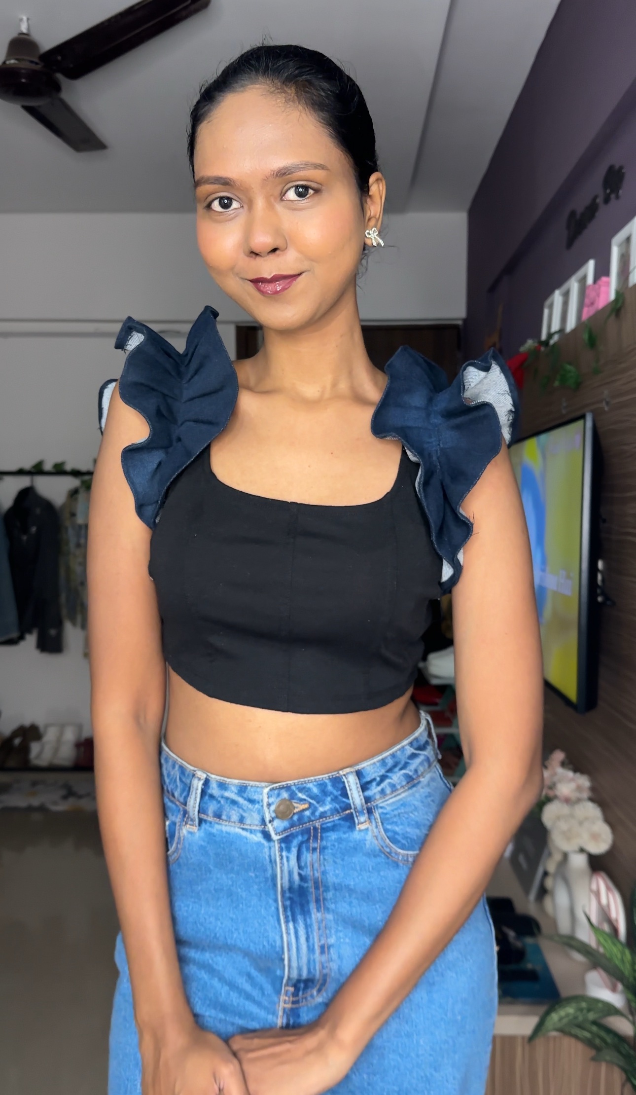 Denim Ruffle Sleeves