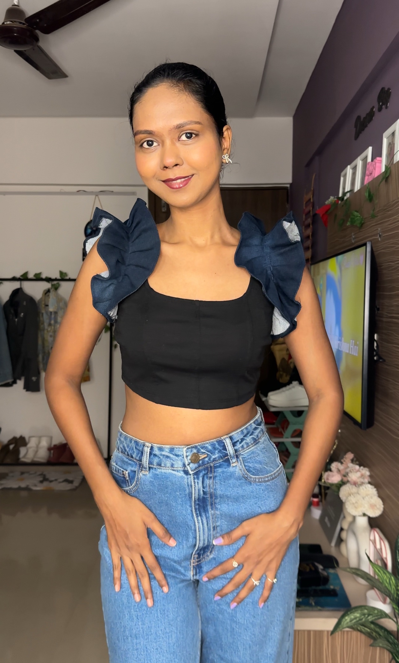 Denim Ruffle Sleeves