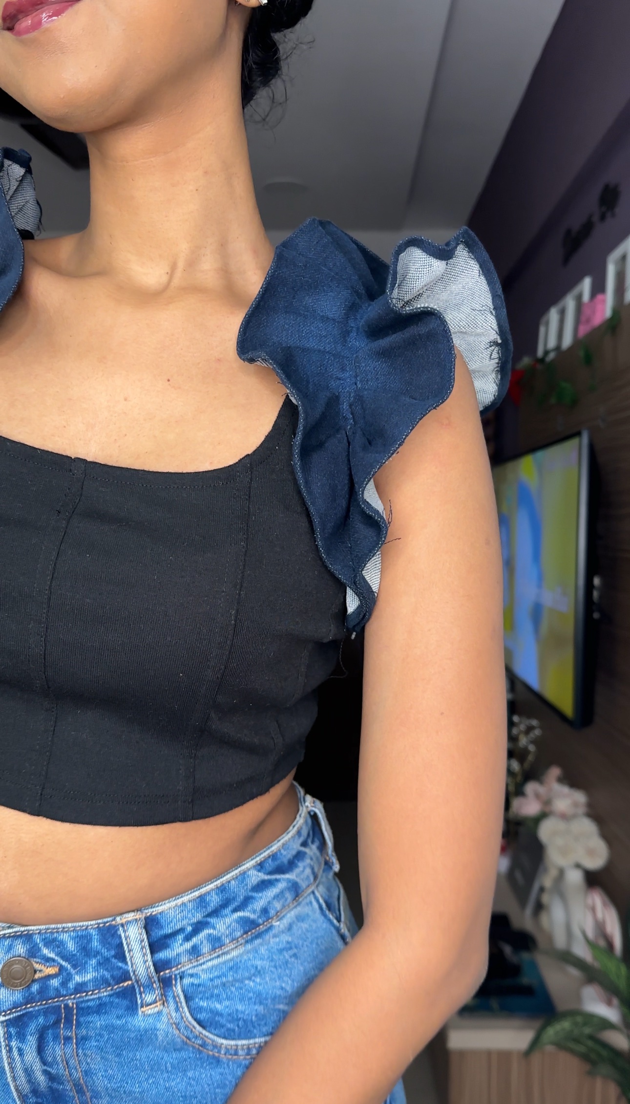 Denim Ruffle Sleeves
