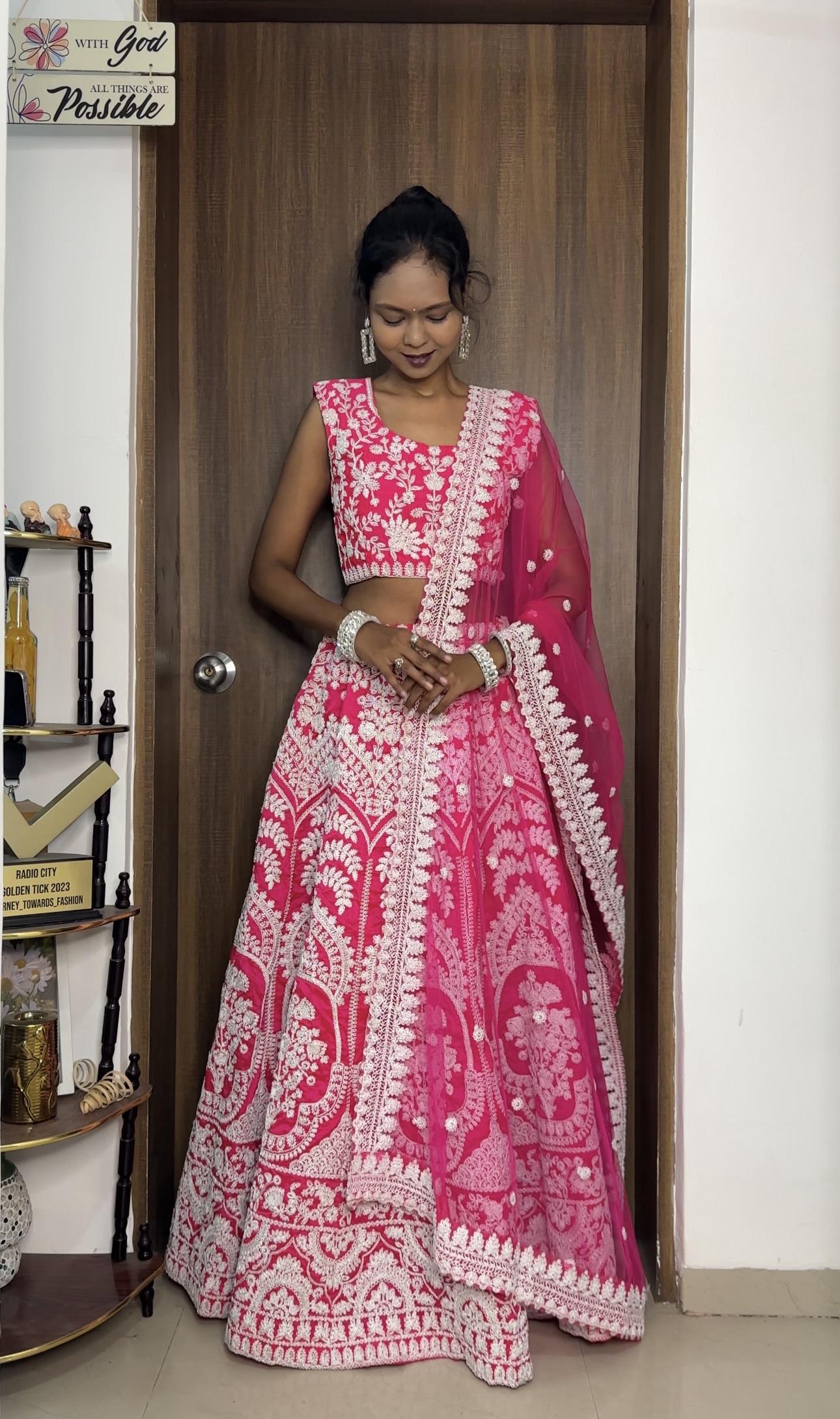 Pink Fully Stitched Lehenga Set