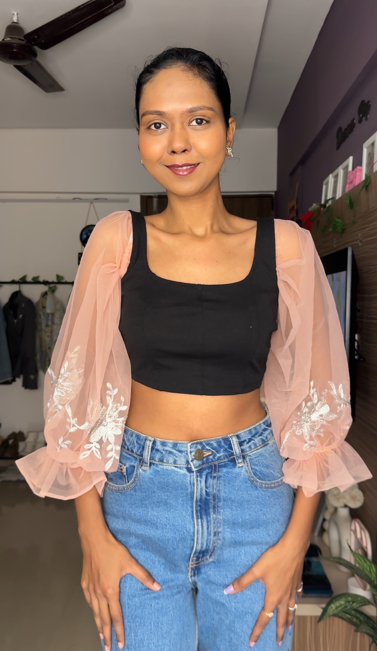 Embroided Puff Detachable Sleeves