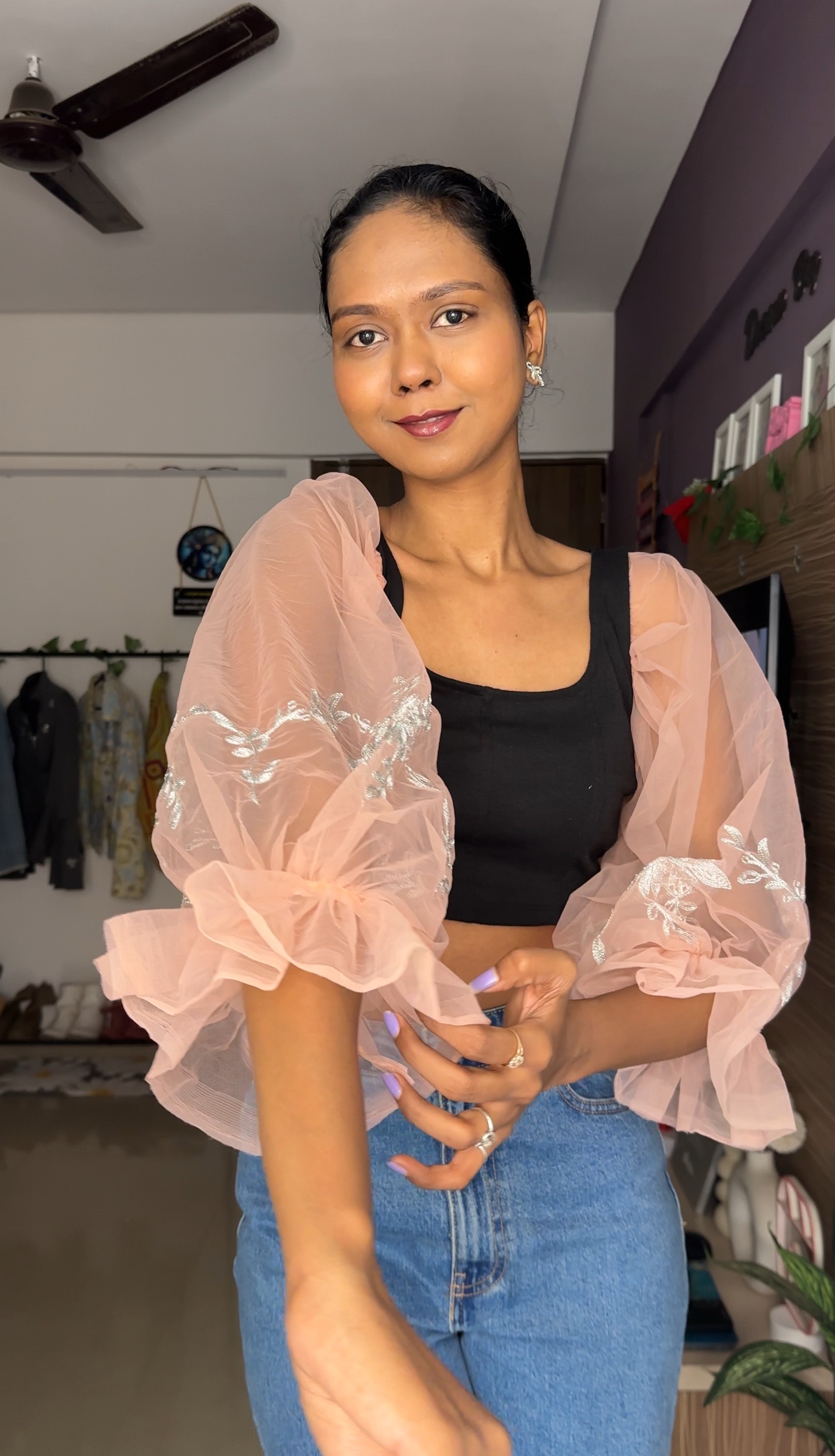 Embroided Puff Detachable Sleeves