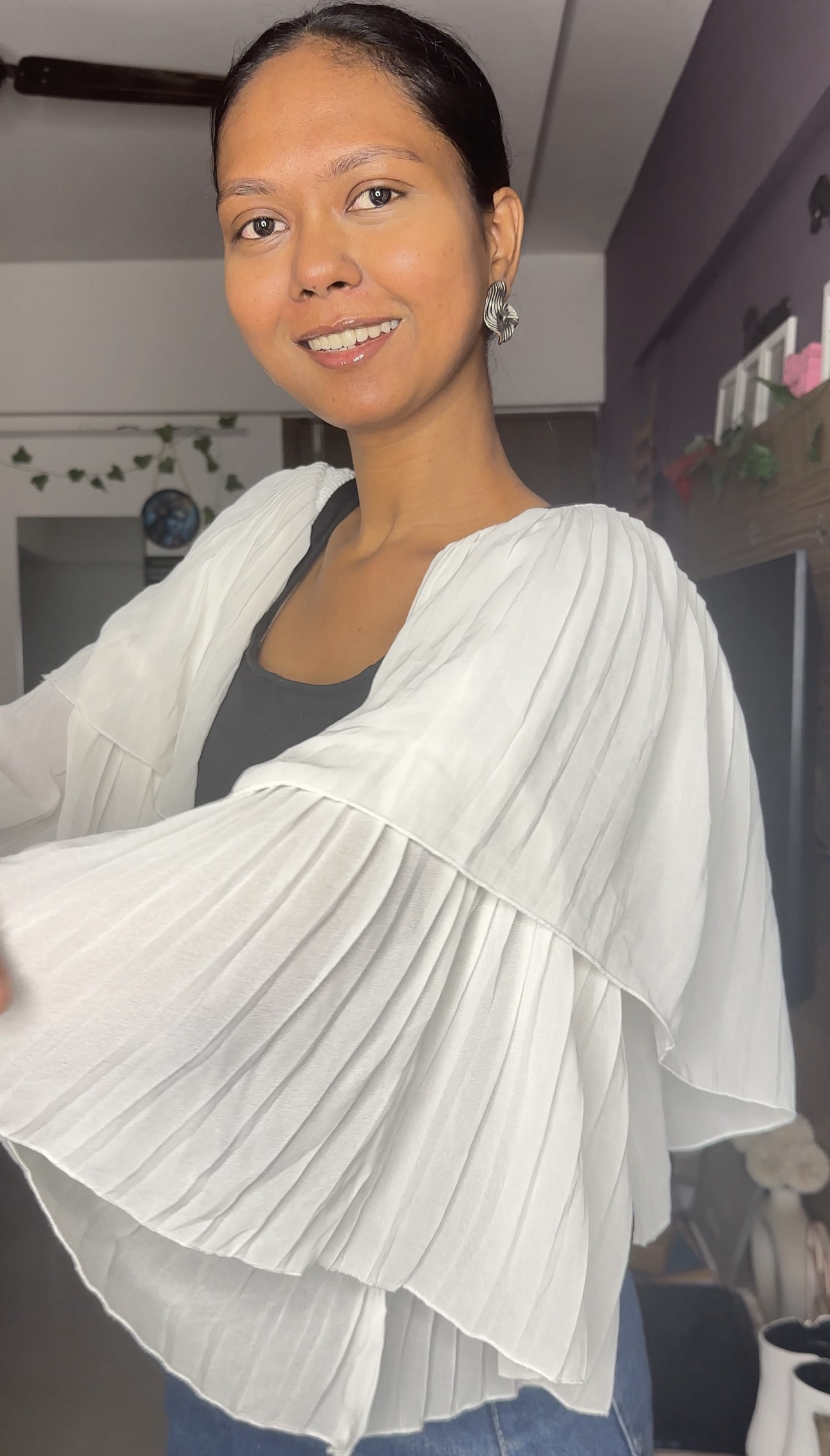 White Georgette Flared Sleeves