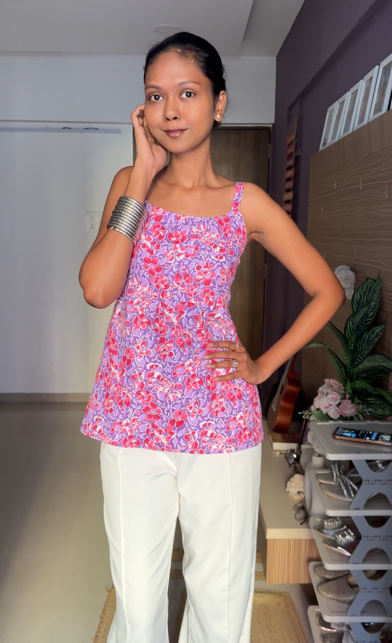 Floral Short Cotton Kurti