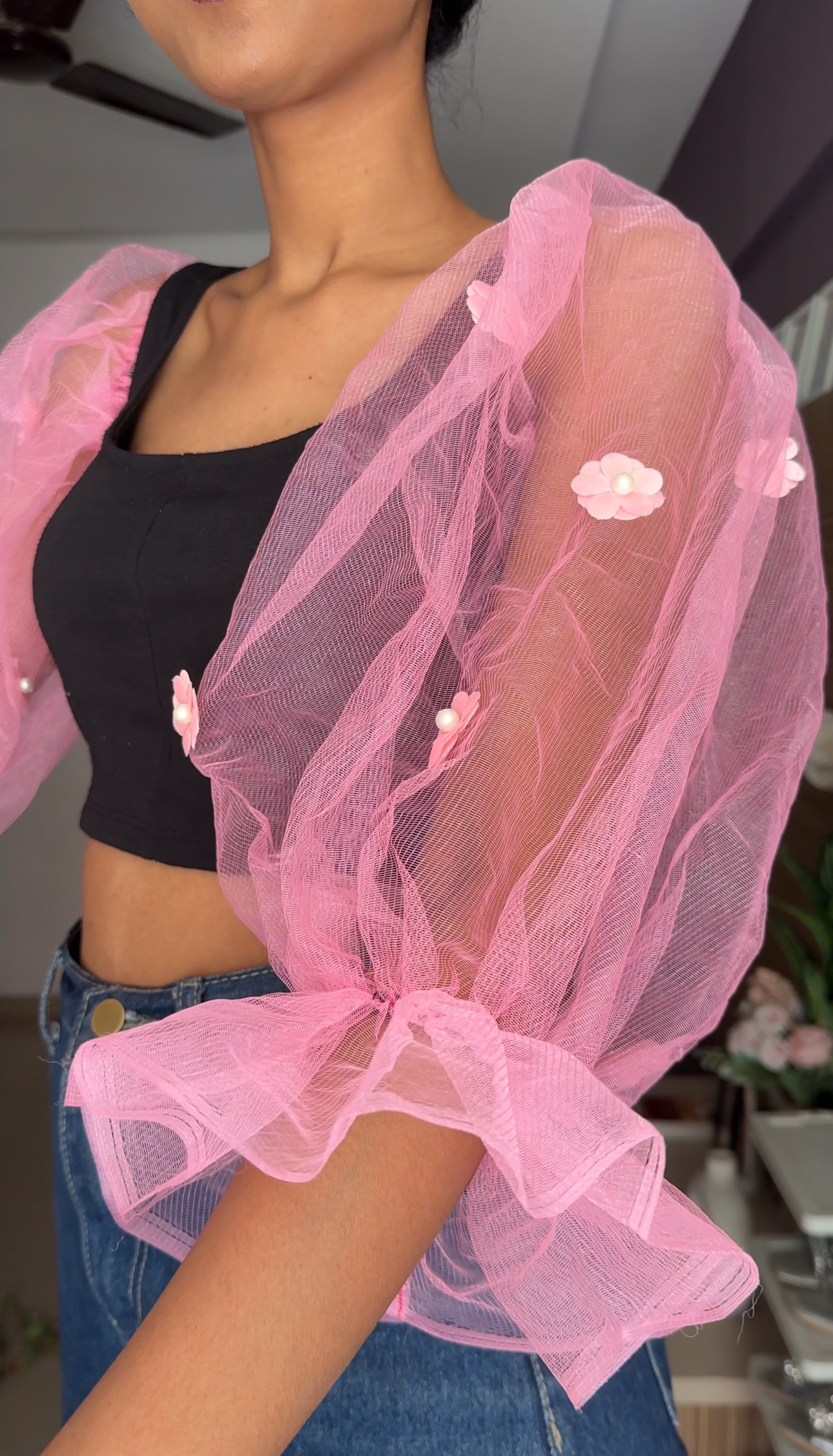 Pretty Flower Pink Sleeves