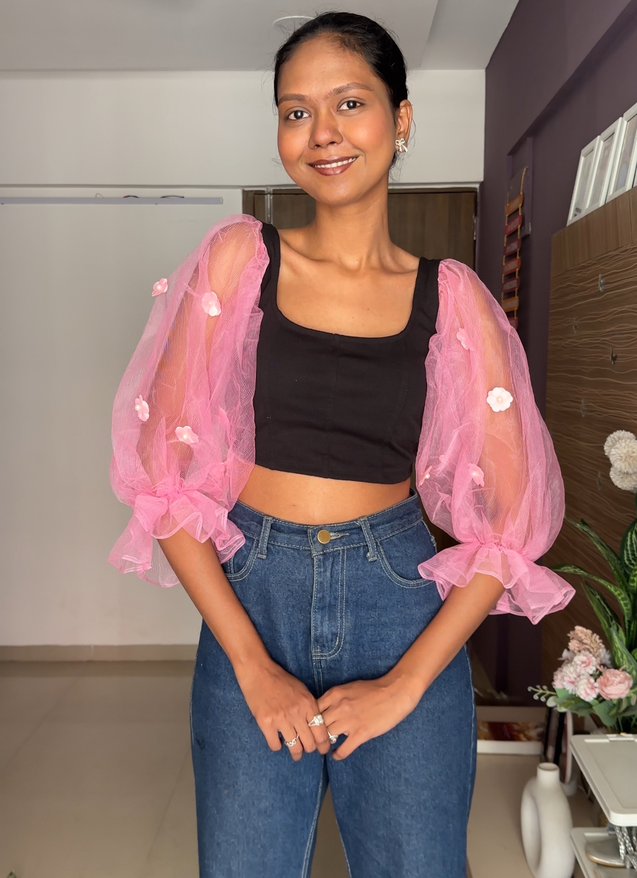 Pretty Flower Pink Sleeves