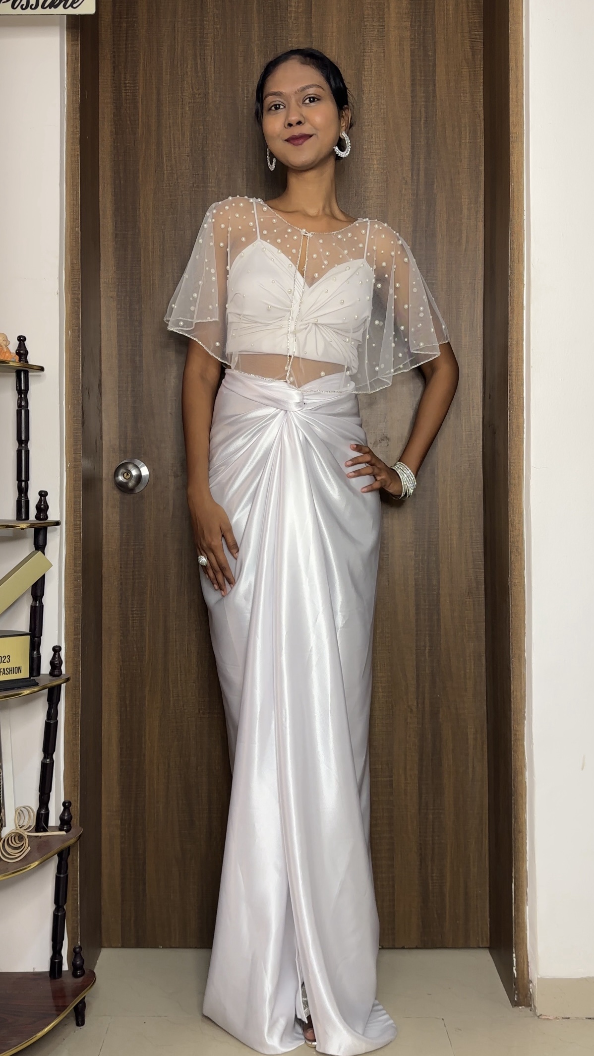 White Satin Long Skirt