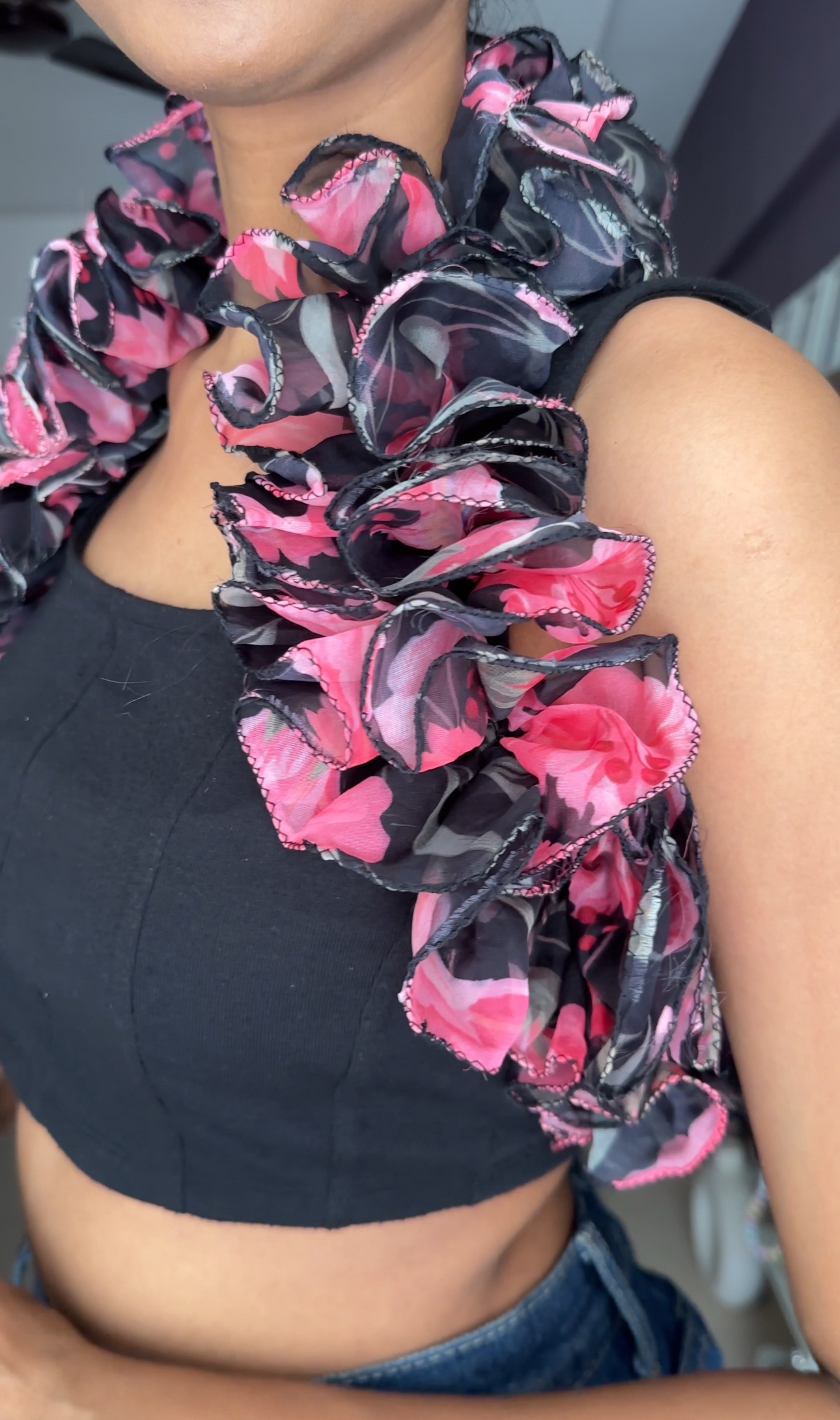 Detachable Ruffles Floral Print