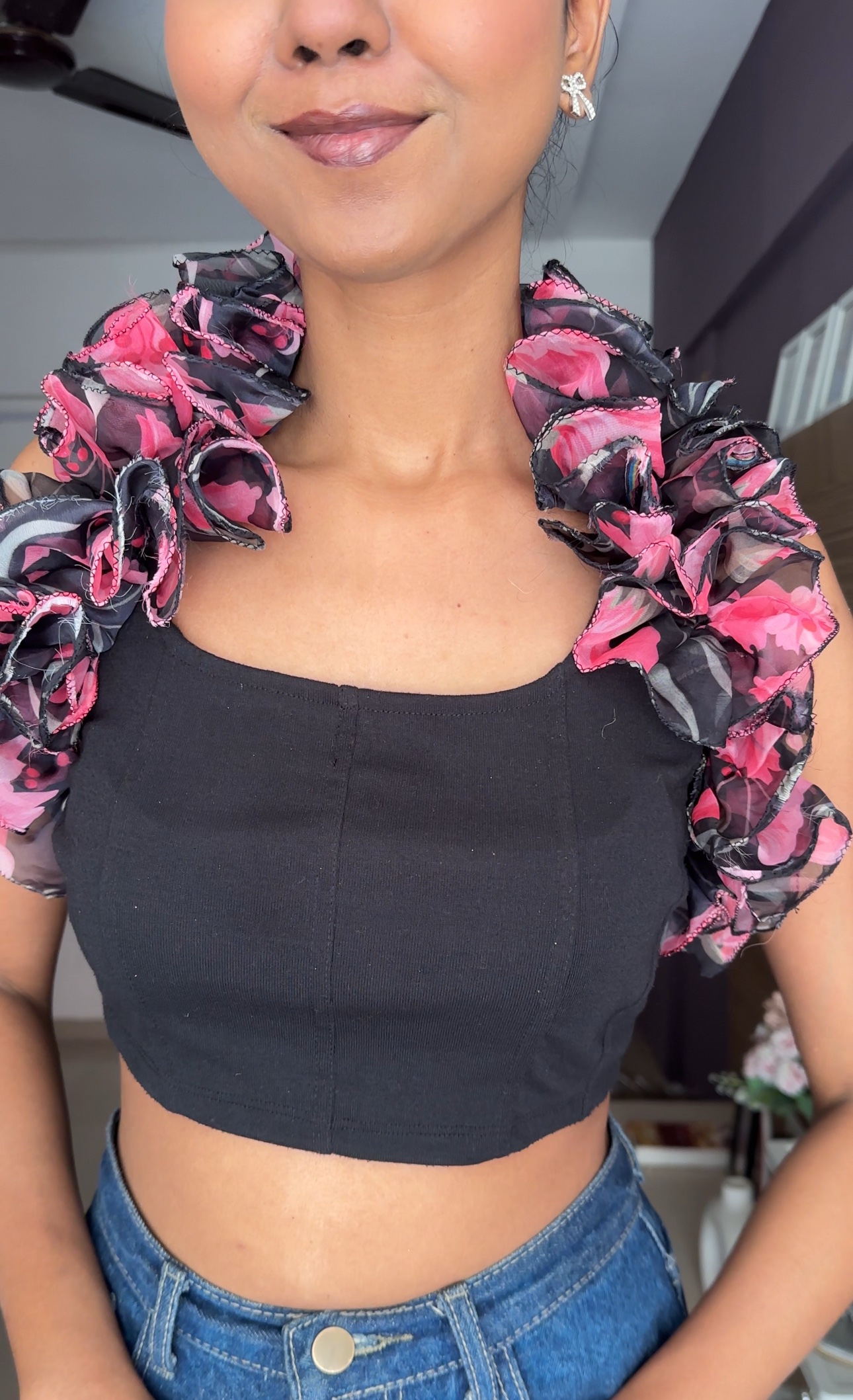 Detachable Ruffles Floral Print