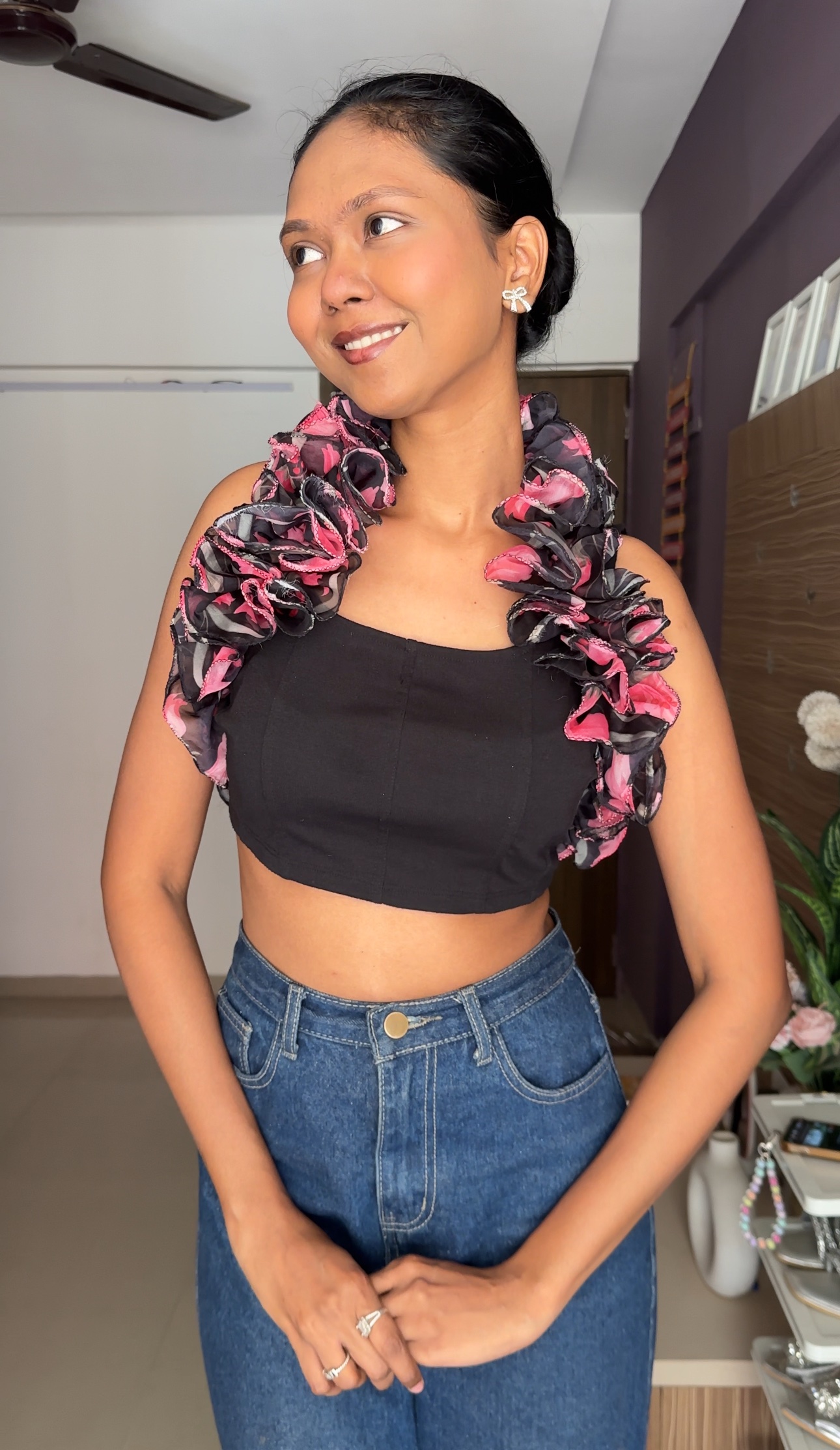 Detachable Ruffles Floral Print