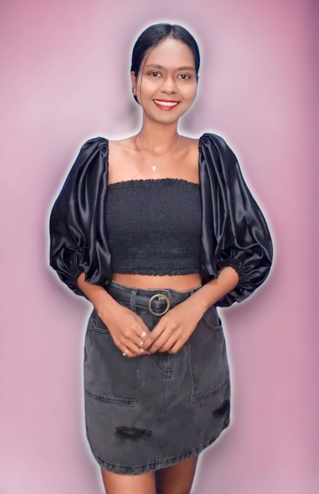Detachable Black Satin Puff Sleeves