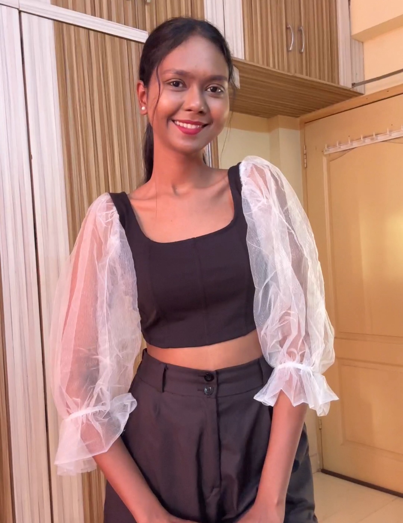White Detachable Net Puff Sleeves