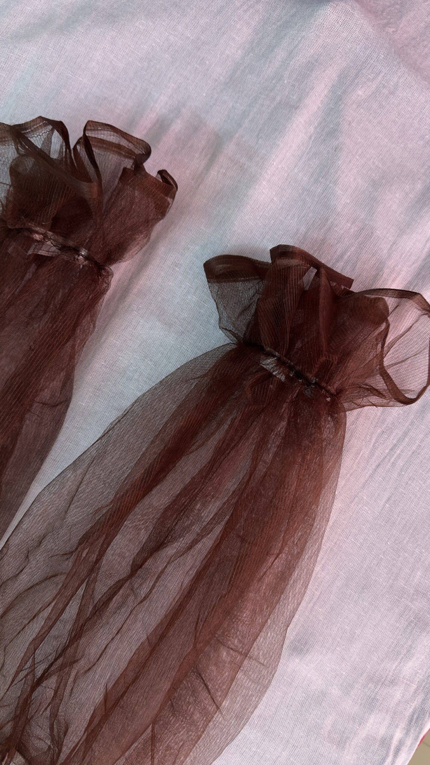 Brown Detachable Net Puff Sleeves