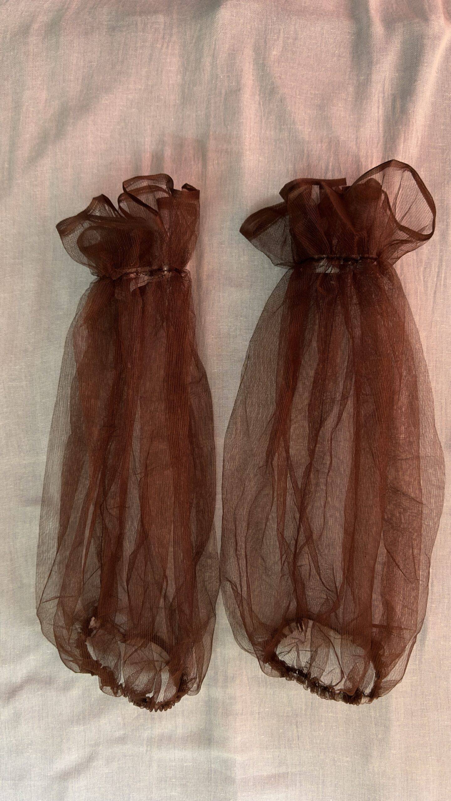 Brown Detachable Net Puff Sleeves