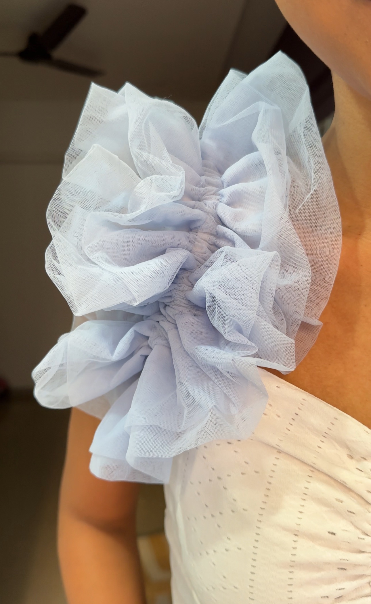 Baby Blue Net Ruffle Sleeves