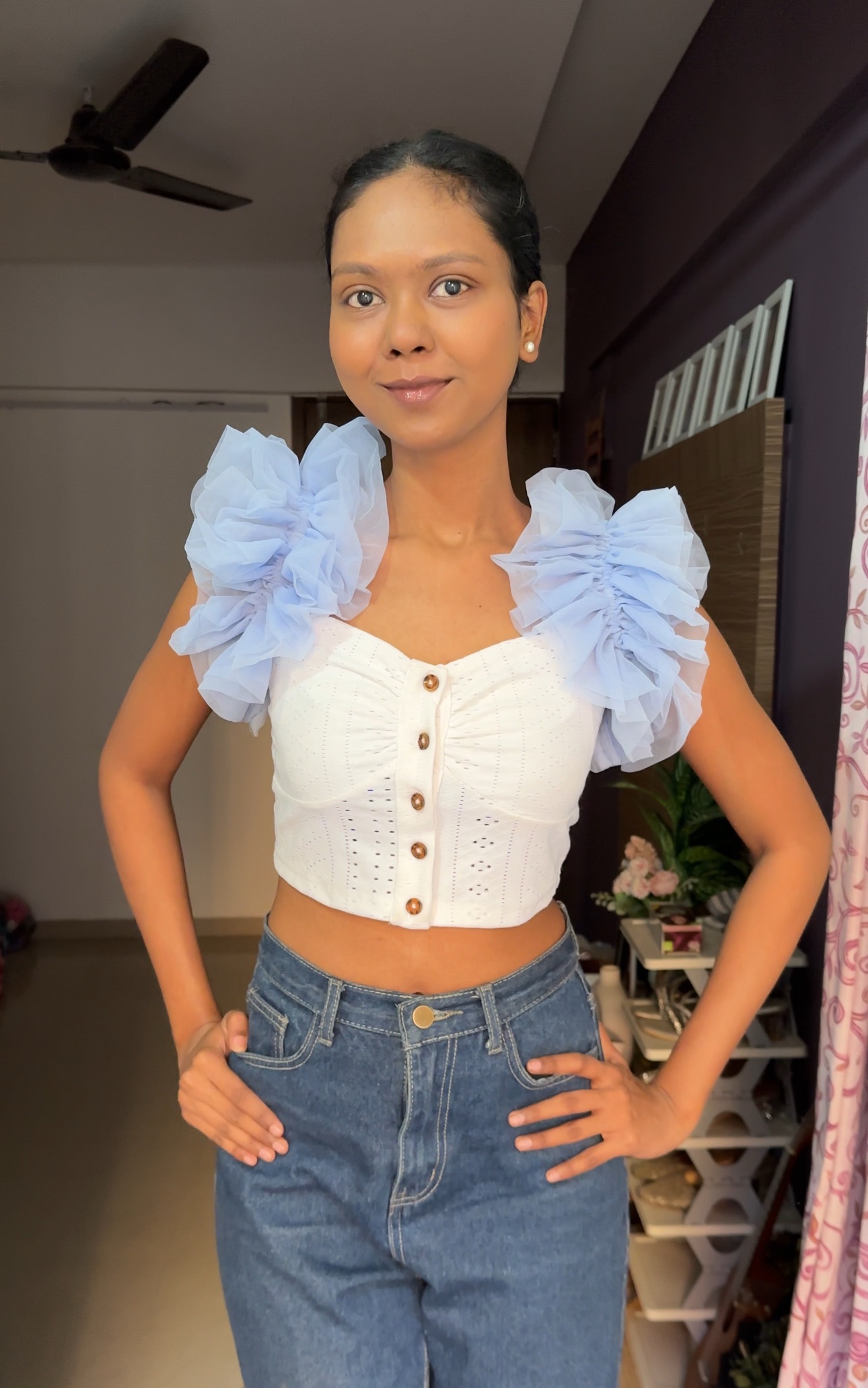 Baby Blue Net Ruffle Sleeves