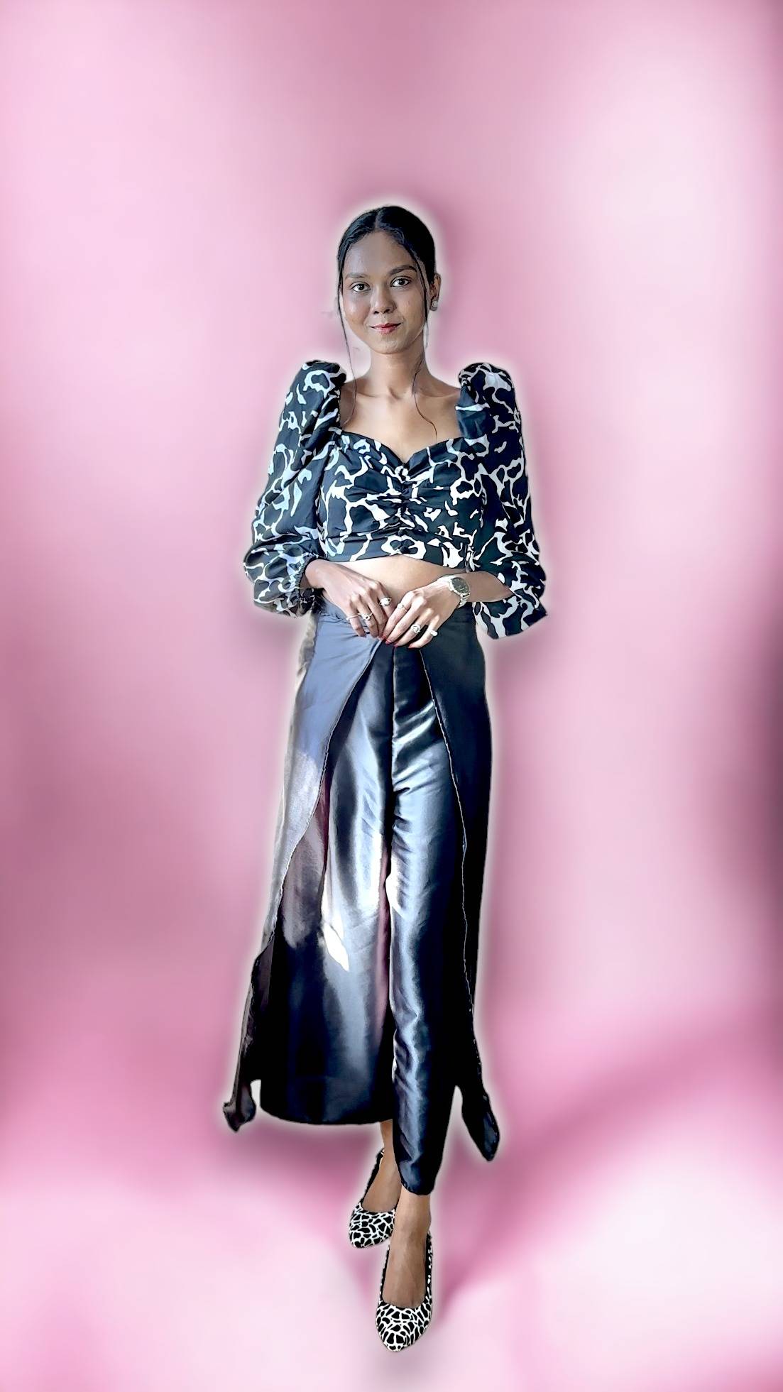 Black Satin Wrap Pants