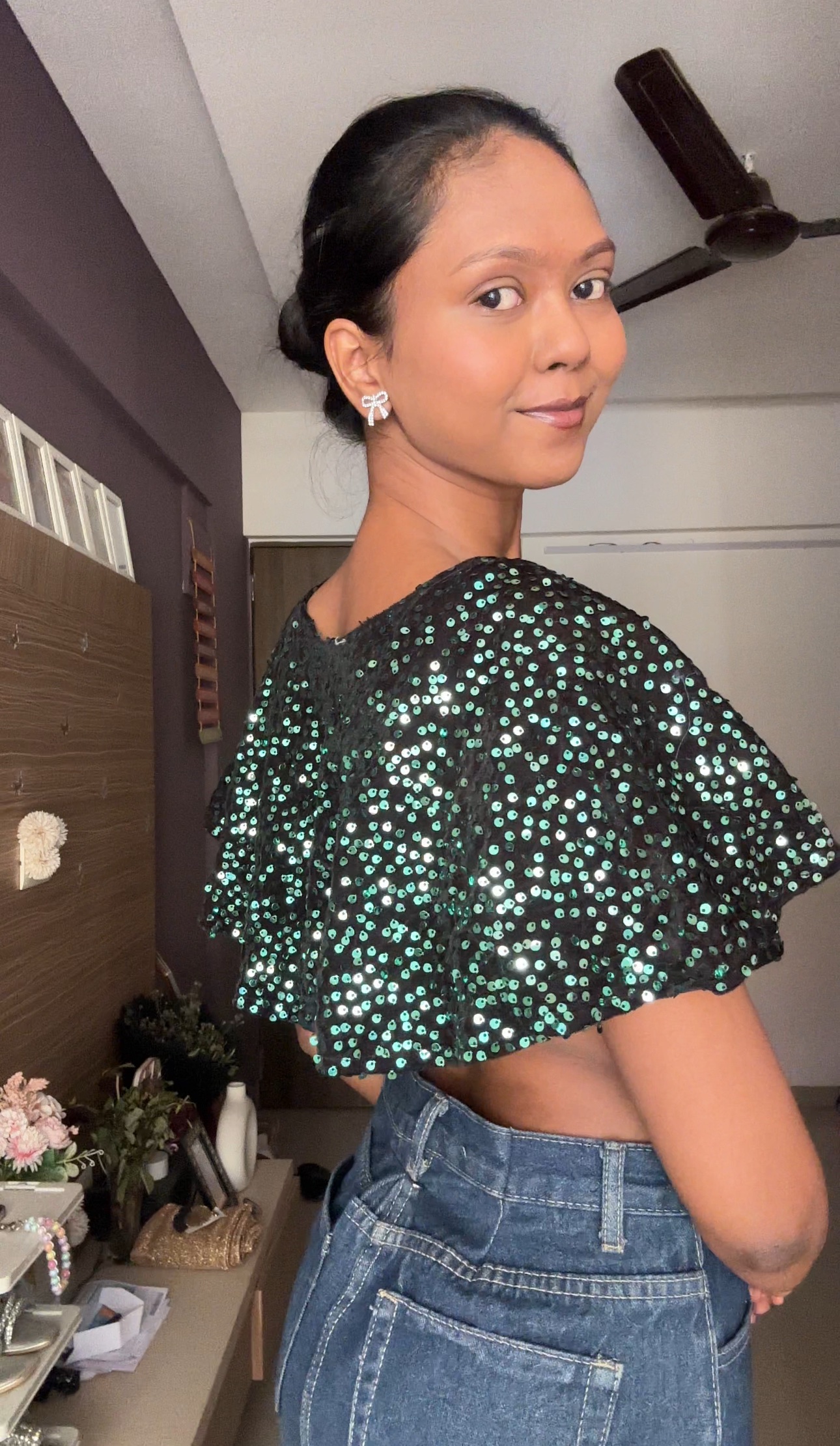 Green Sequin Cape