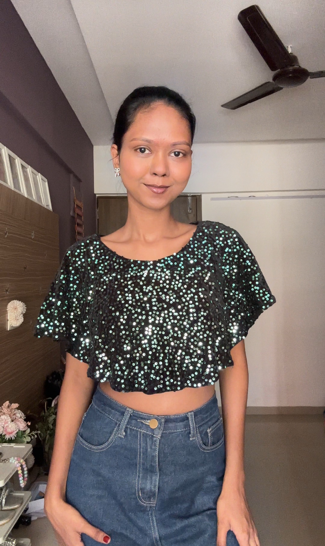 Green Sequin Cape