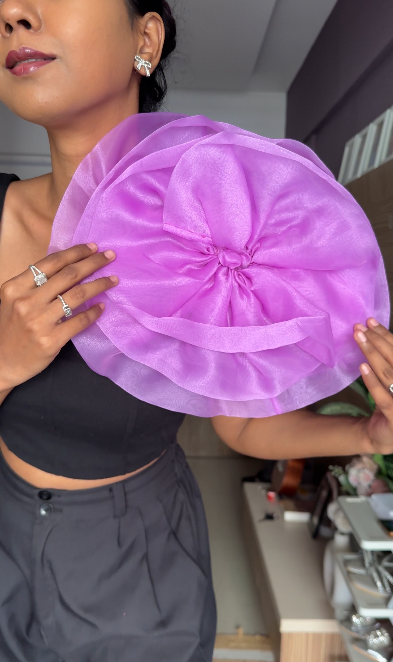 Lilac Detachable Rose Flower Sleeves