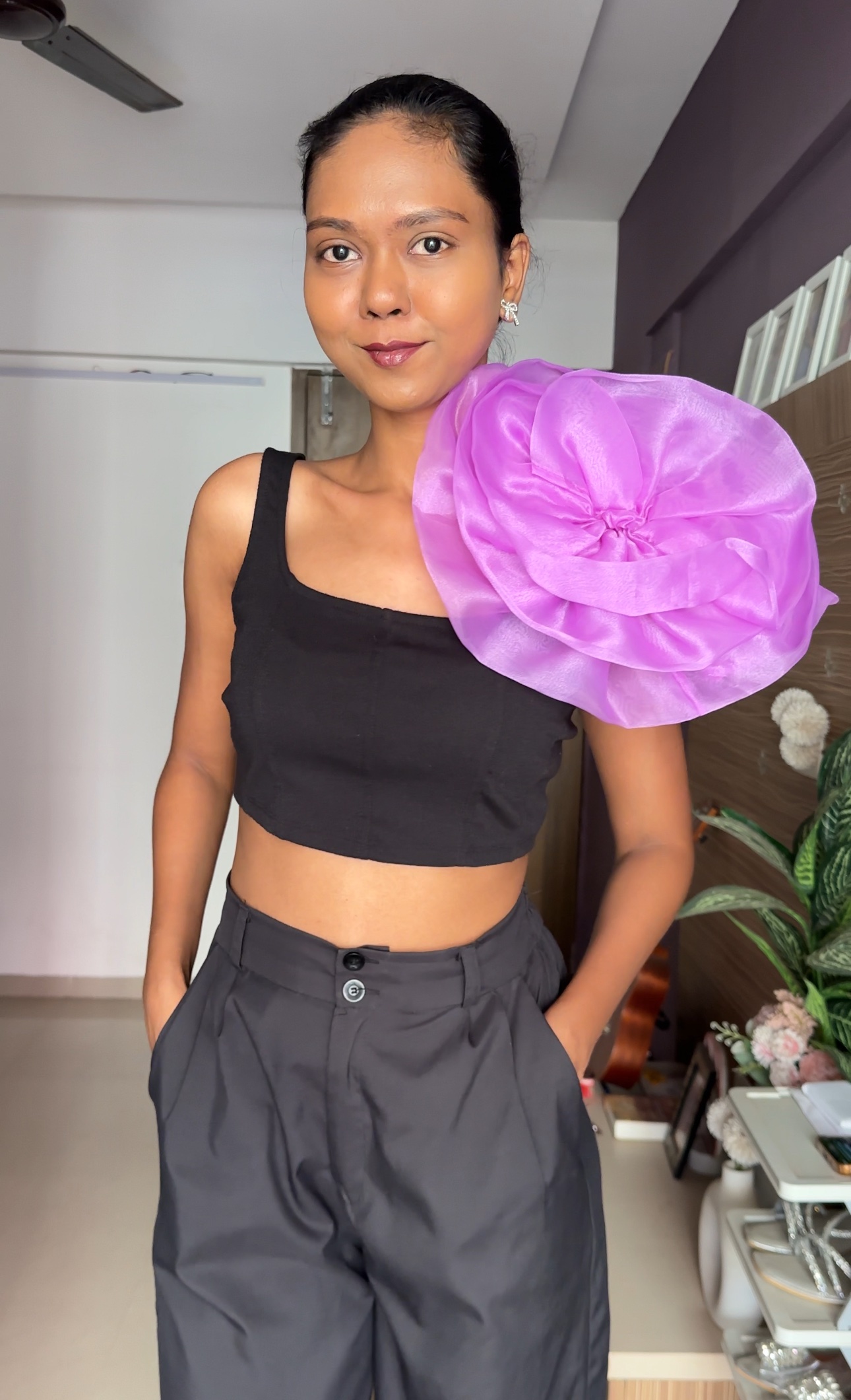Lilac Detachable Rose Flower Sleeves