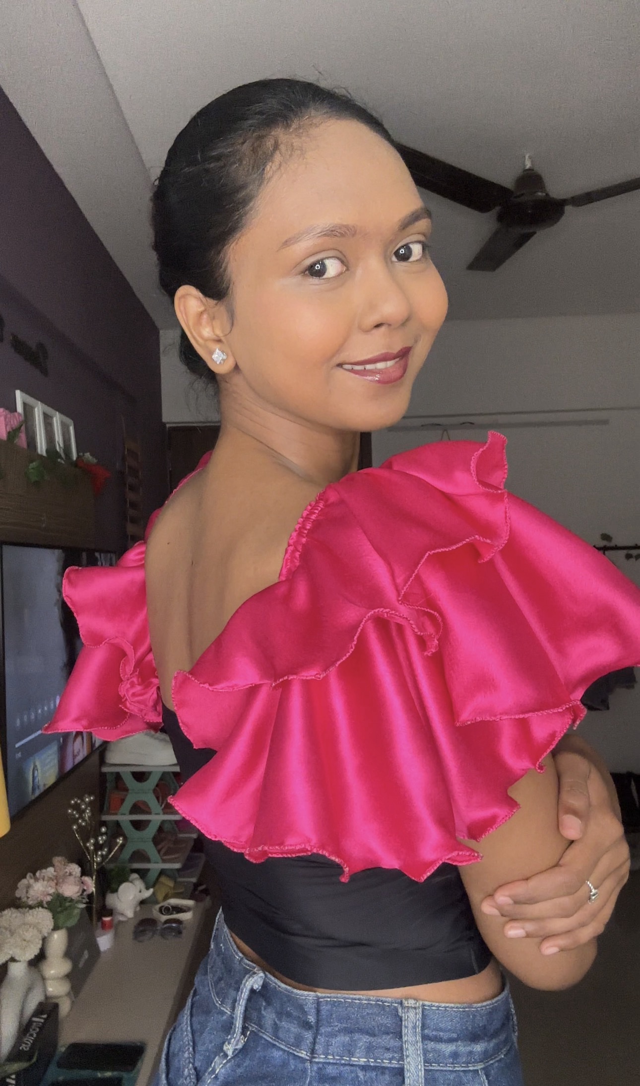 Pink Satin Flute Detachable Bra Straps Sleeves