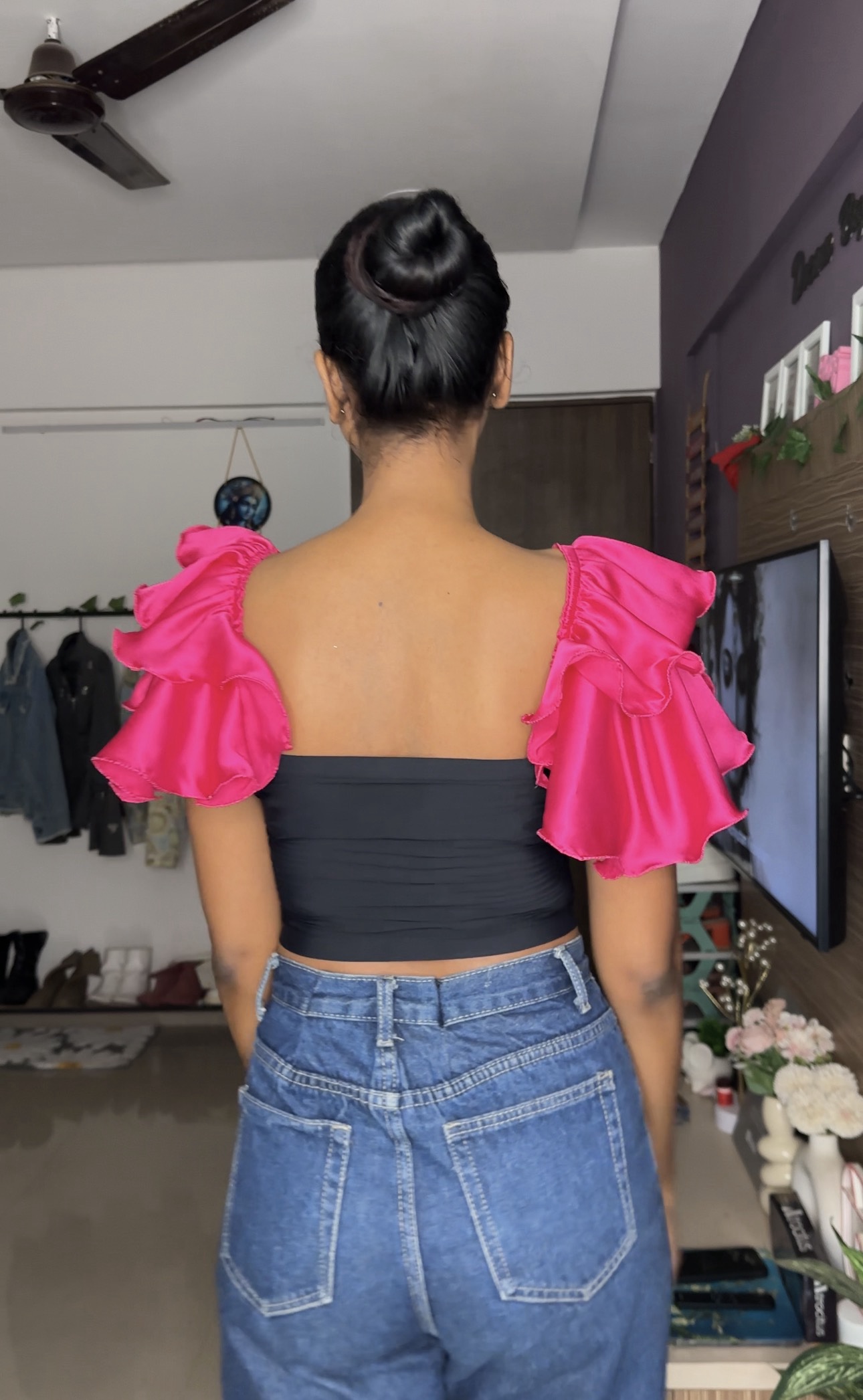 Pink Satin Flute Detachable Bra Straps Sleeves