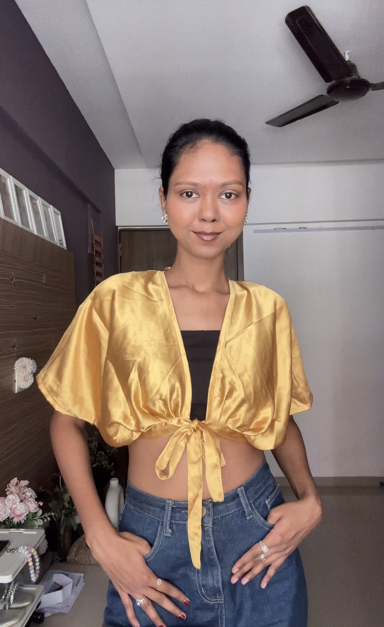 Golden Satin Detachable Top