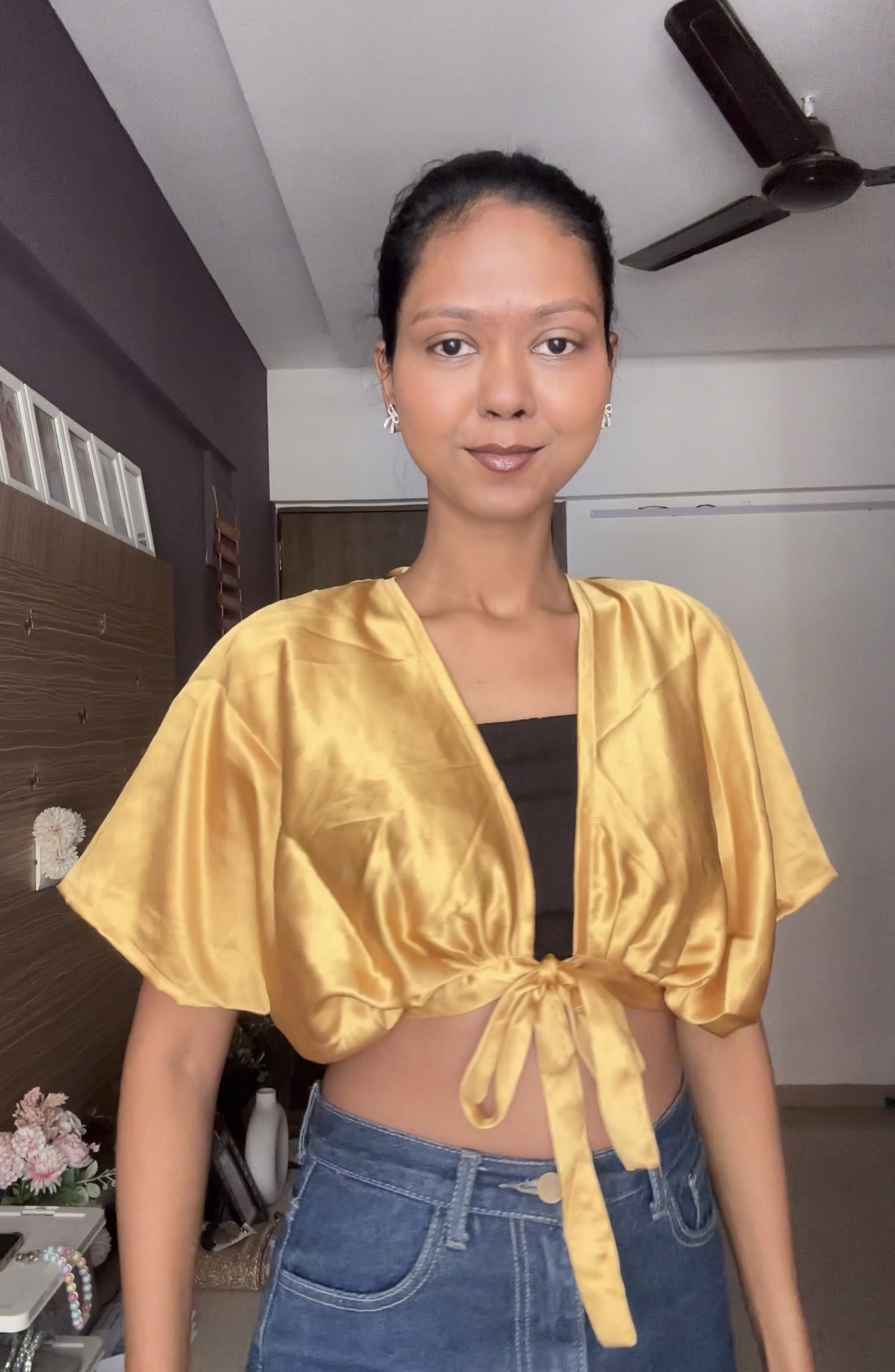 Golden Satin Detachable Top