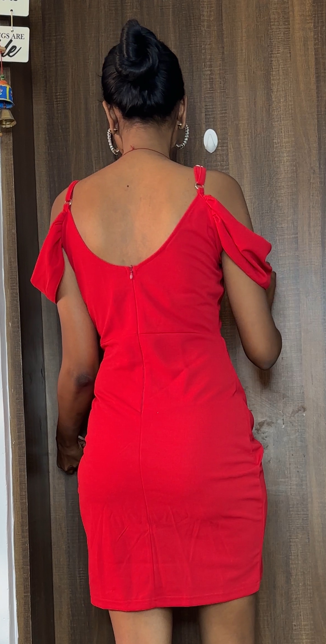 Red Bodycon Knee- Length Dress