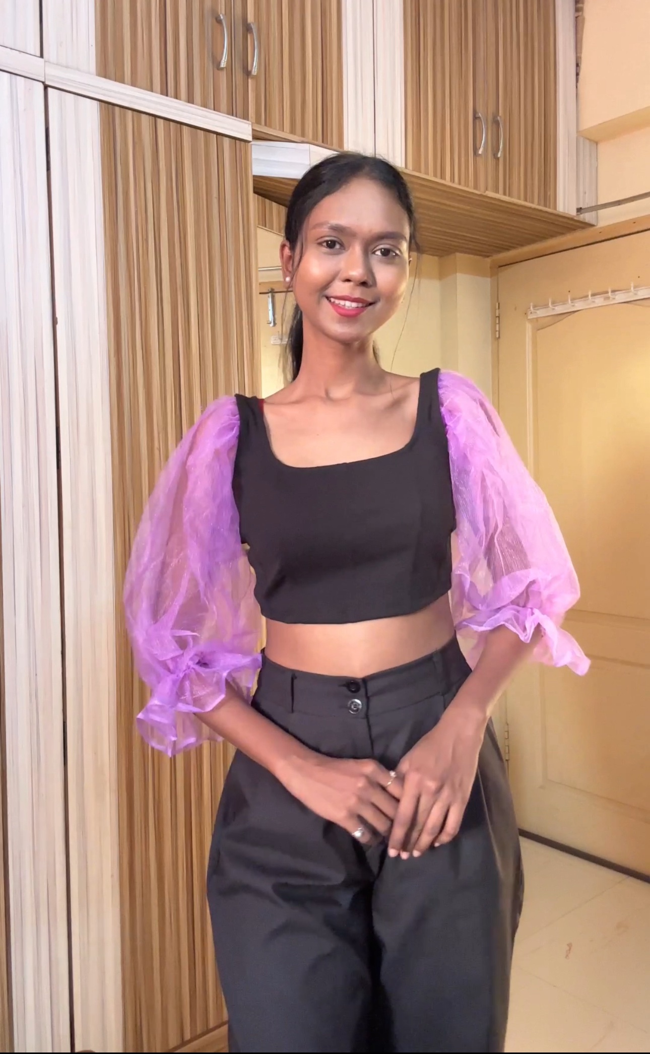 Purple Detachable Net Puff Sleeves