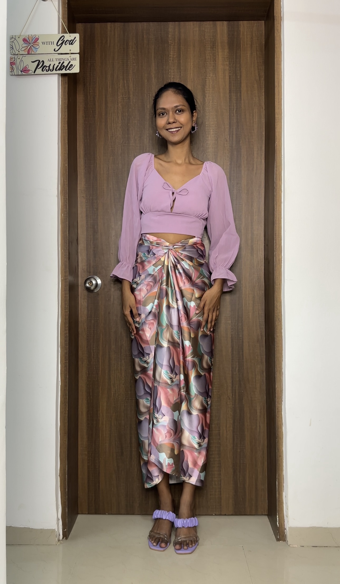 Pretty Abstract Print satin multiway skirt