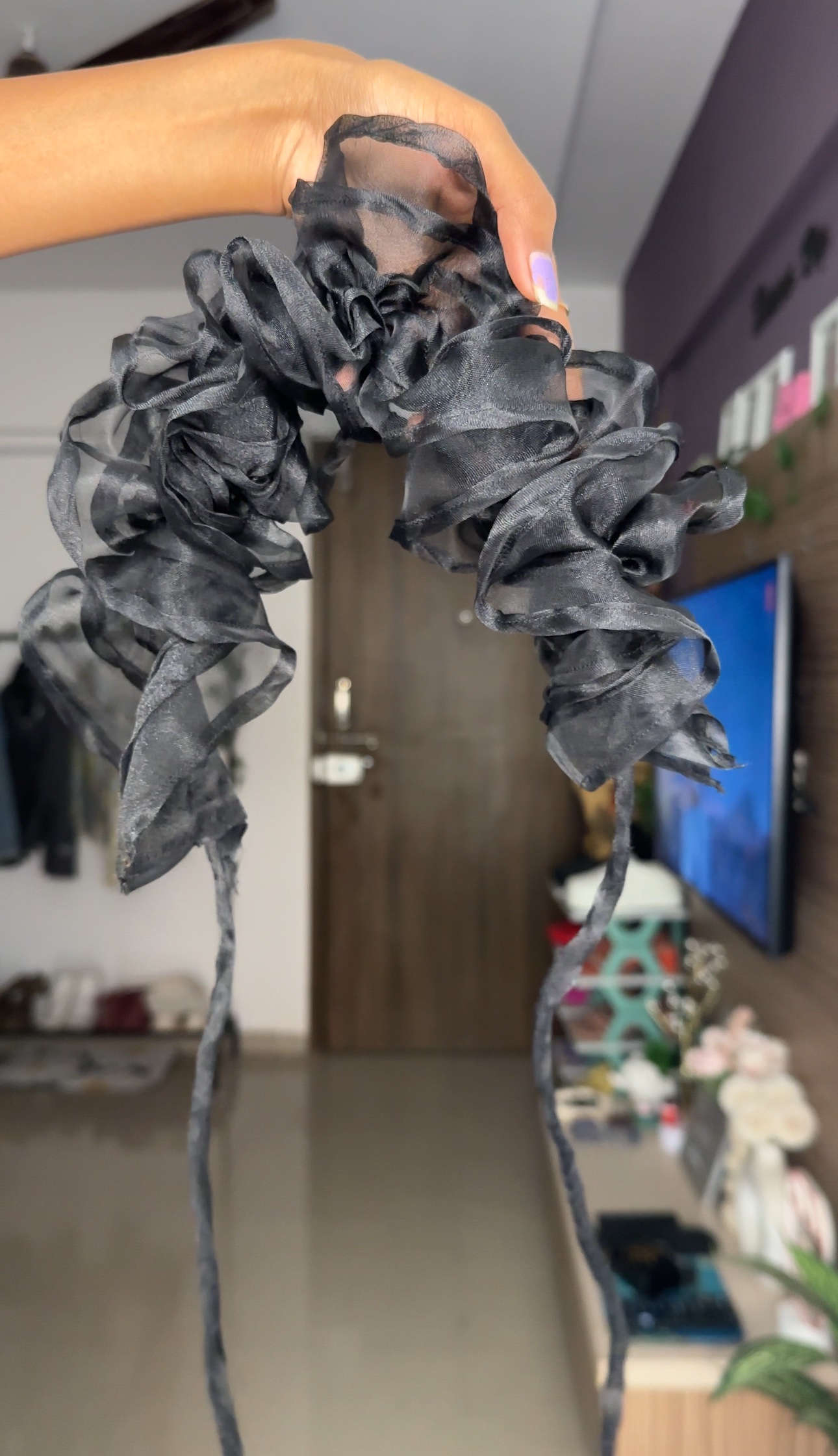 Detachable Black Organza Scrunchie