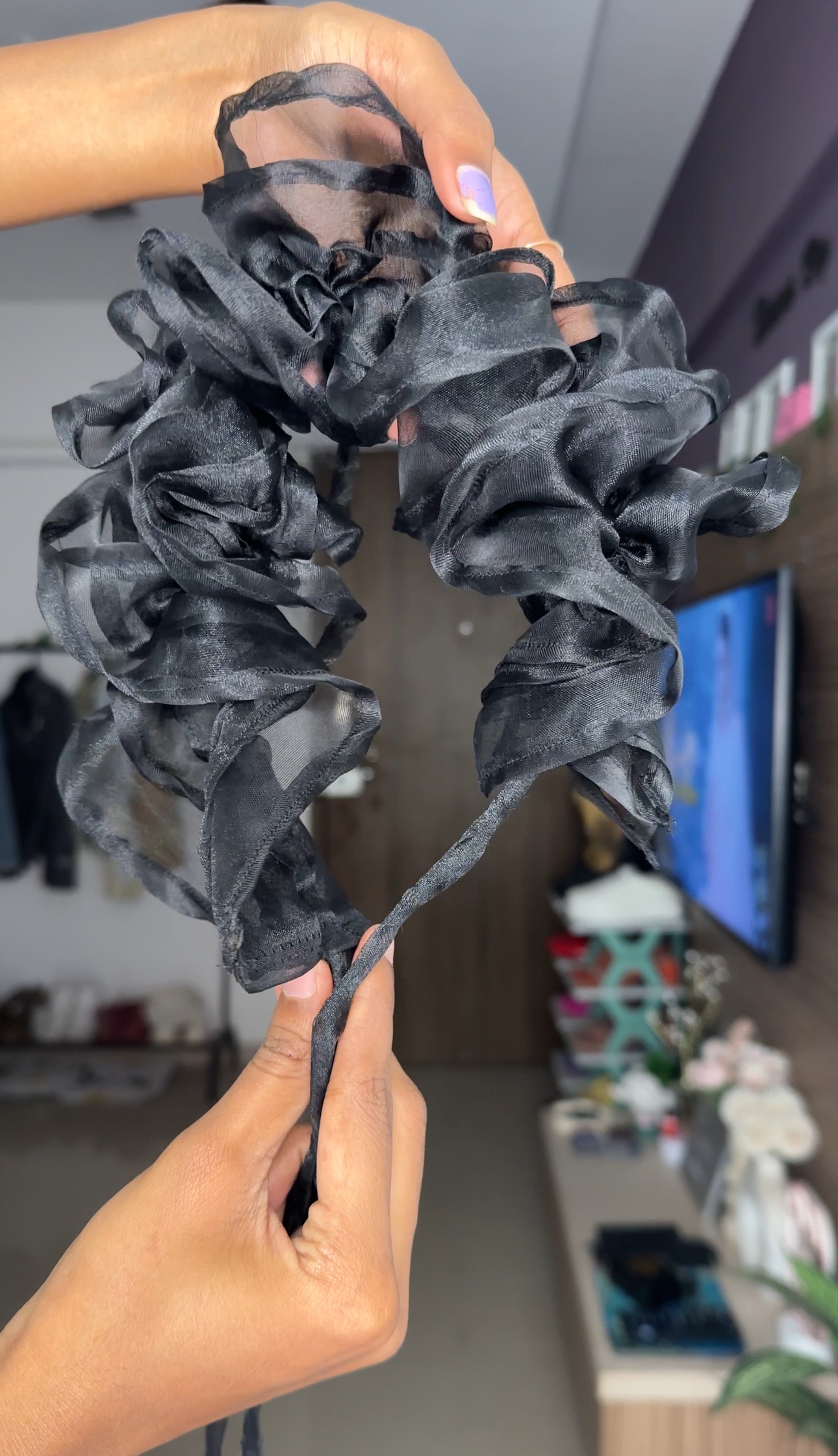 Detachable Black Organza Scrunchie