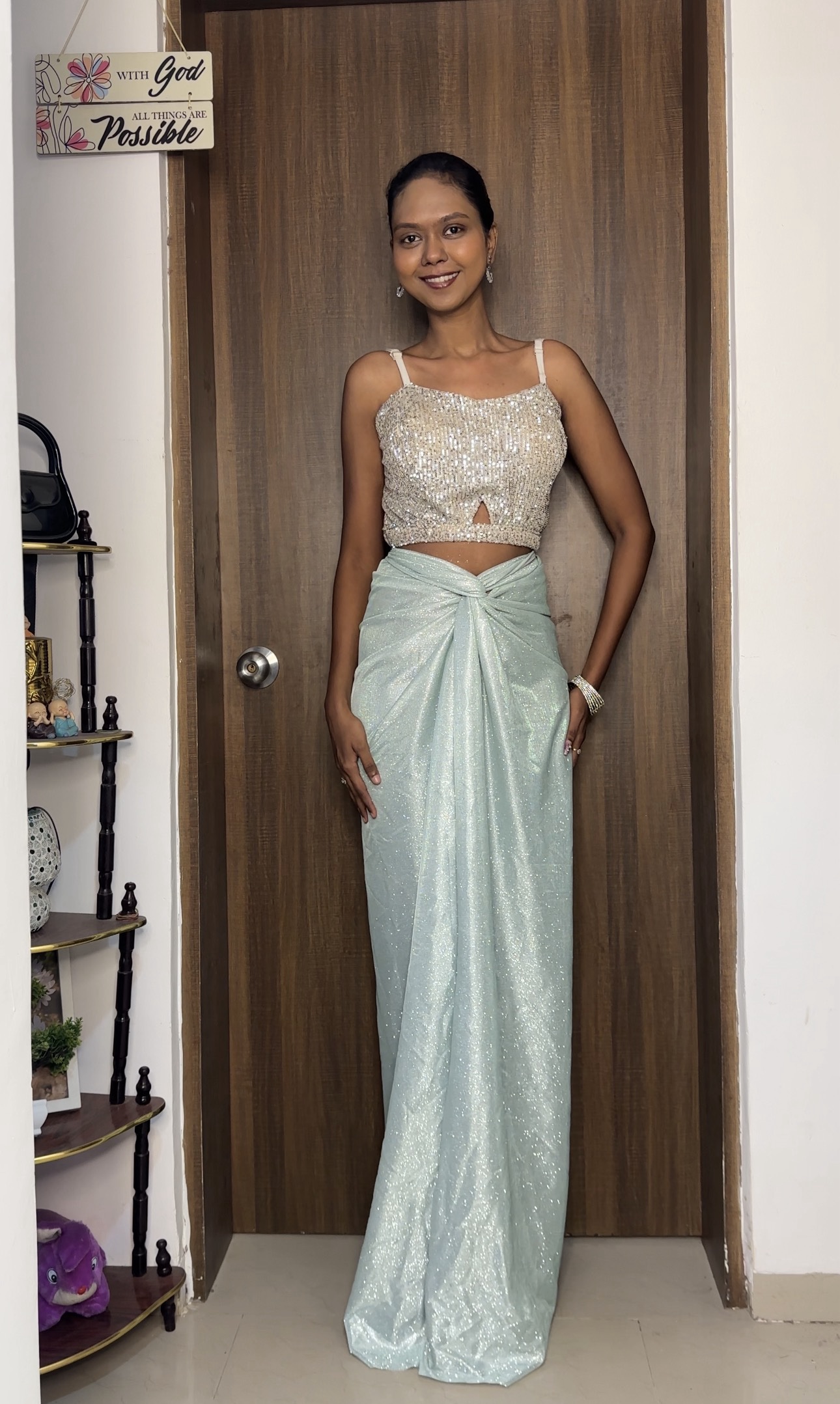 Light Blue Shimmer Reversible Skirt