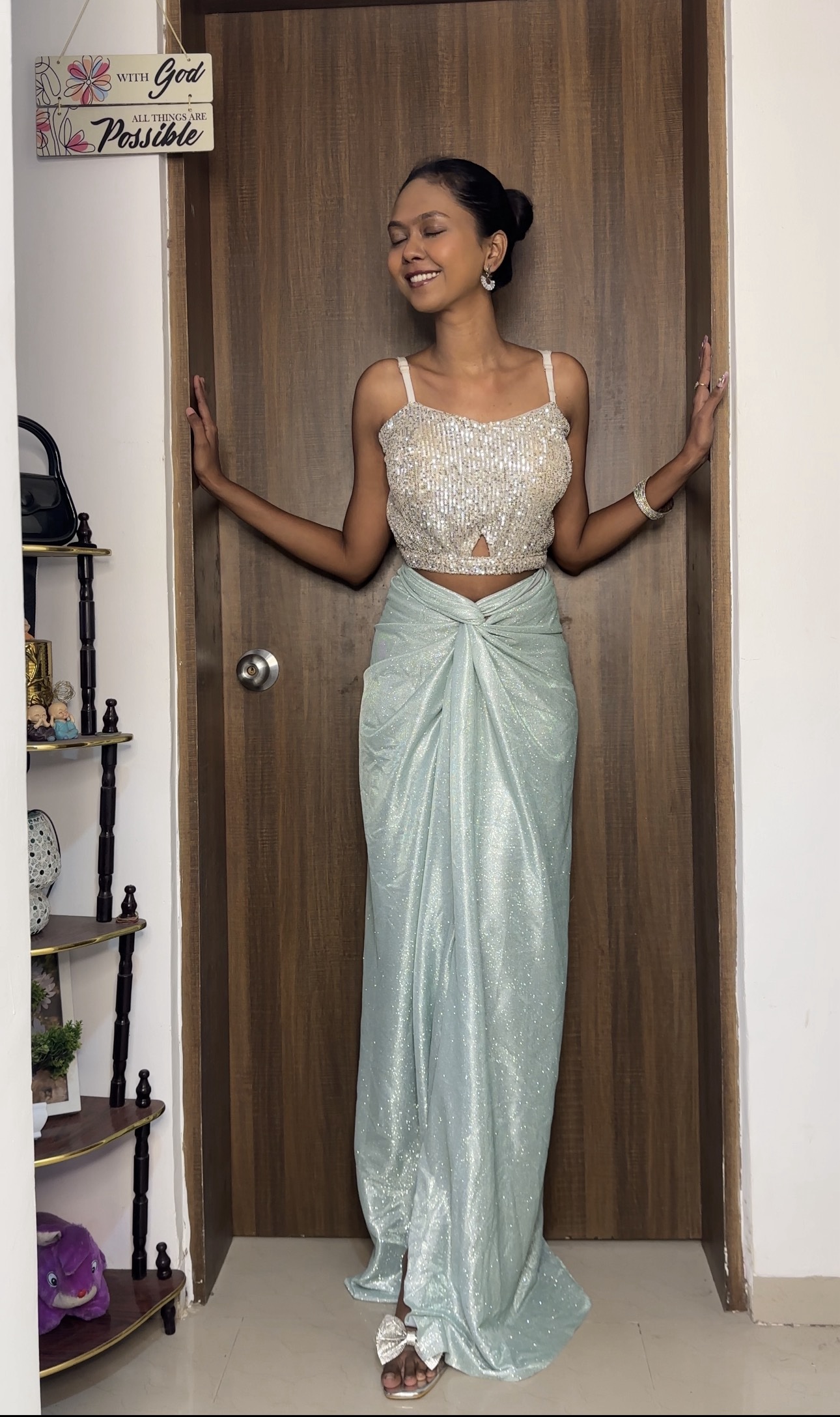 Light Blue Shimmer Reversible Skirt