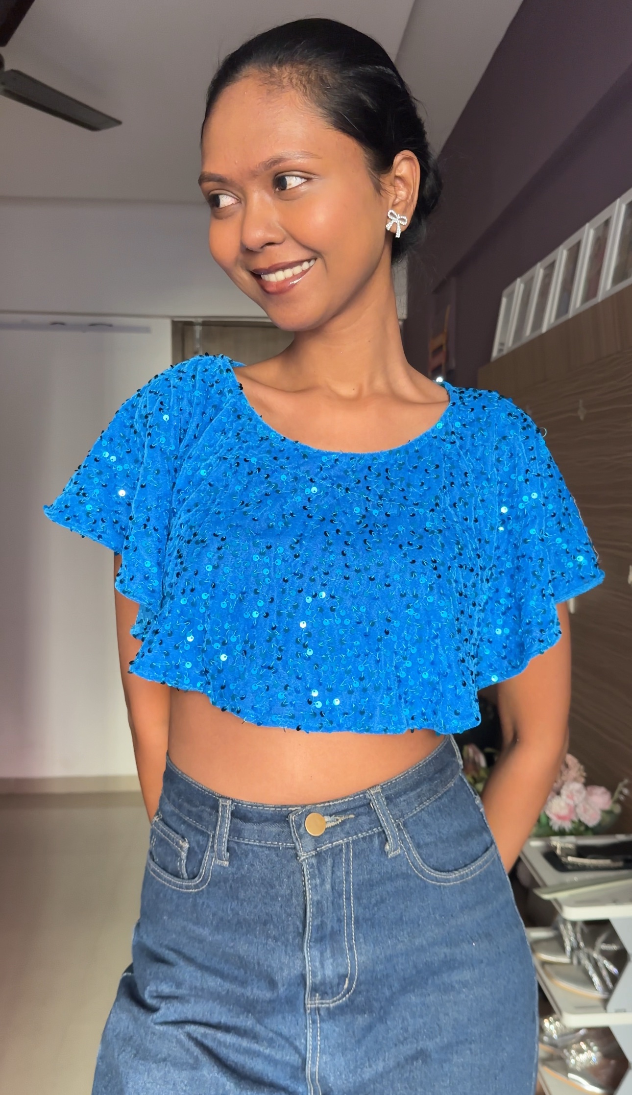 Blue Sequin Cape