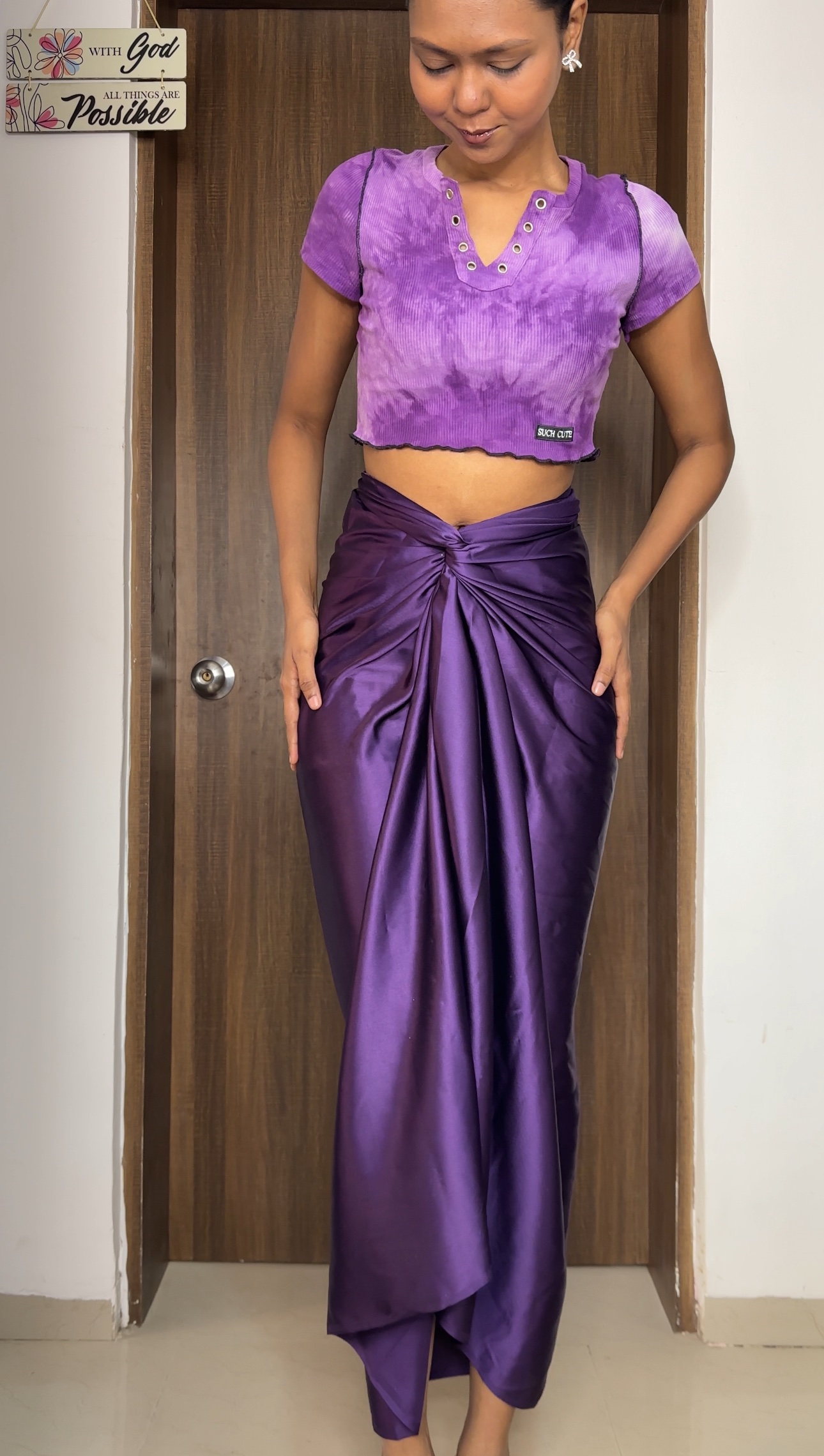 Midnight Purple Satin Multiway Skirt
