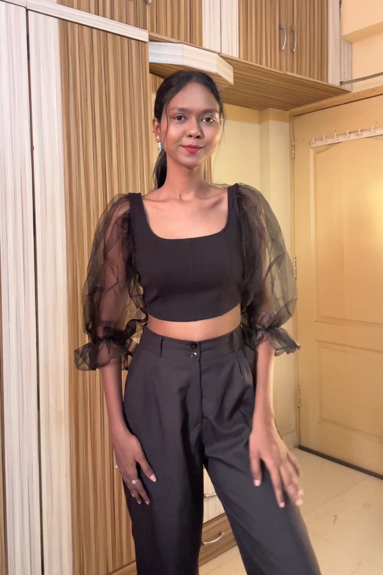 Black Detachable Net Puff Sleeves