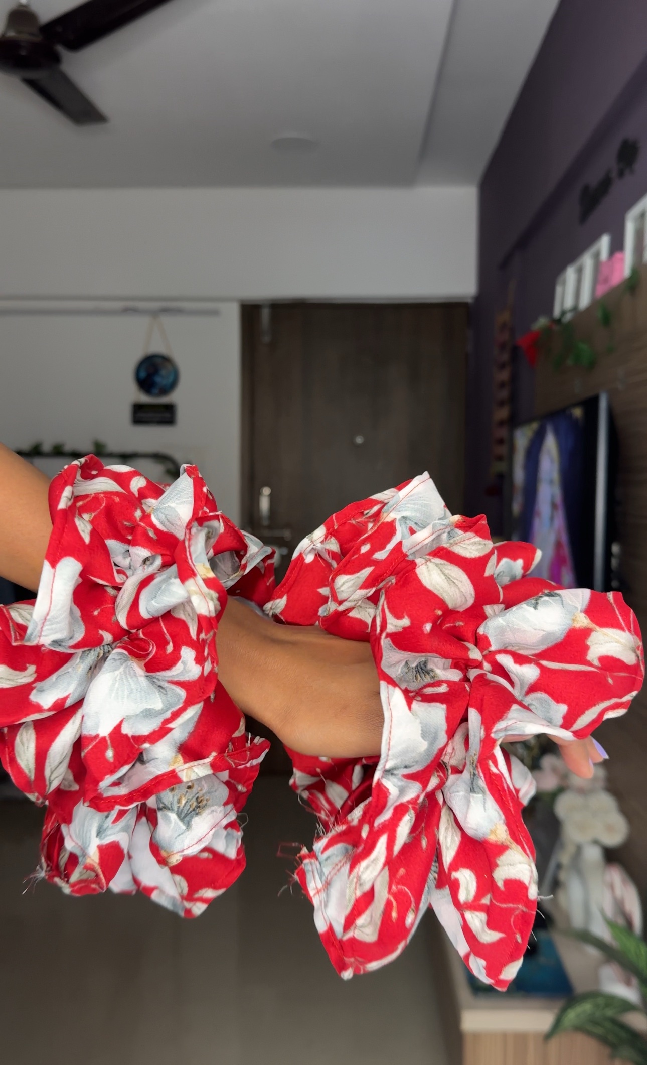 Floral Satin Ruffle Sleeves
