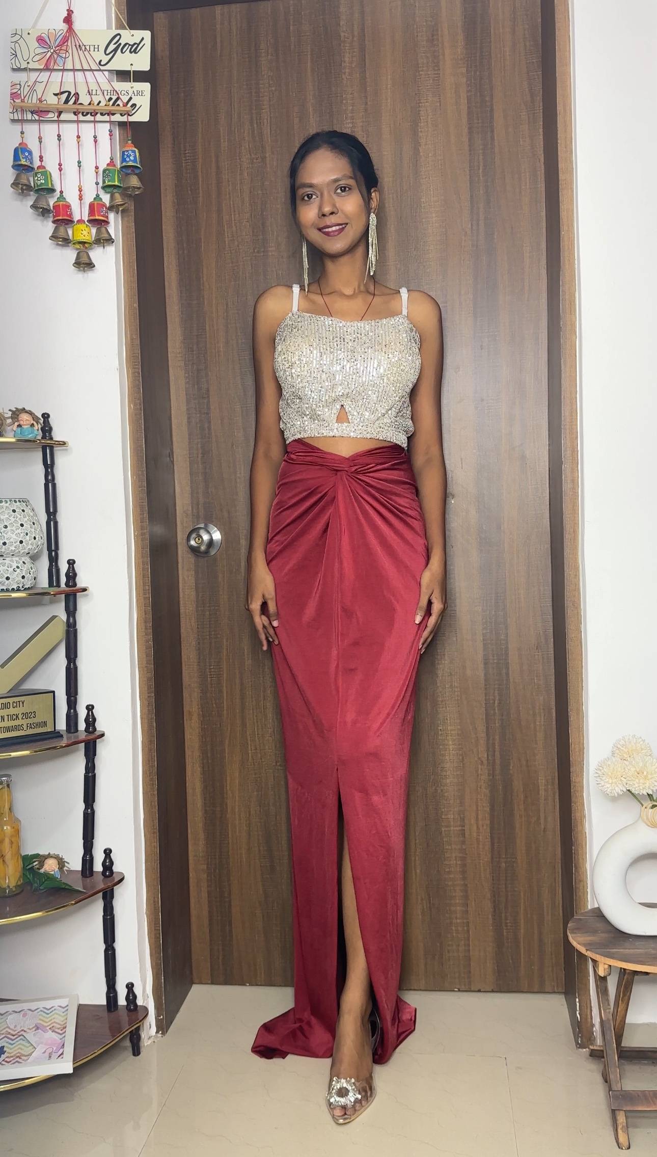 Maroon Lycra Multiway Skirt