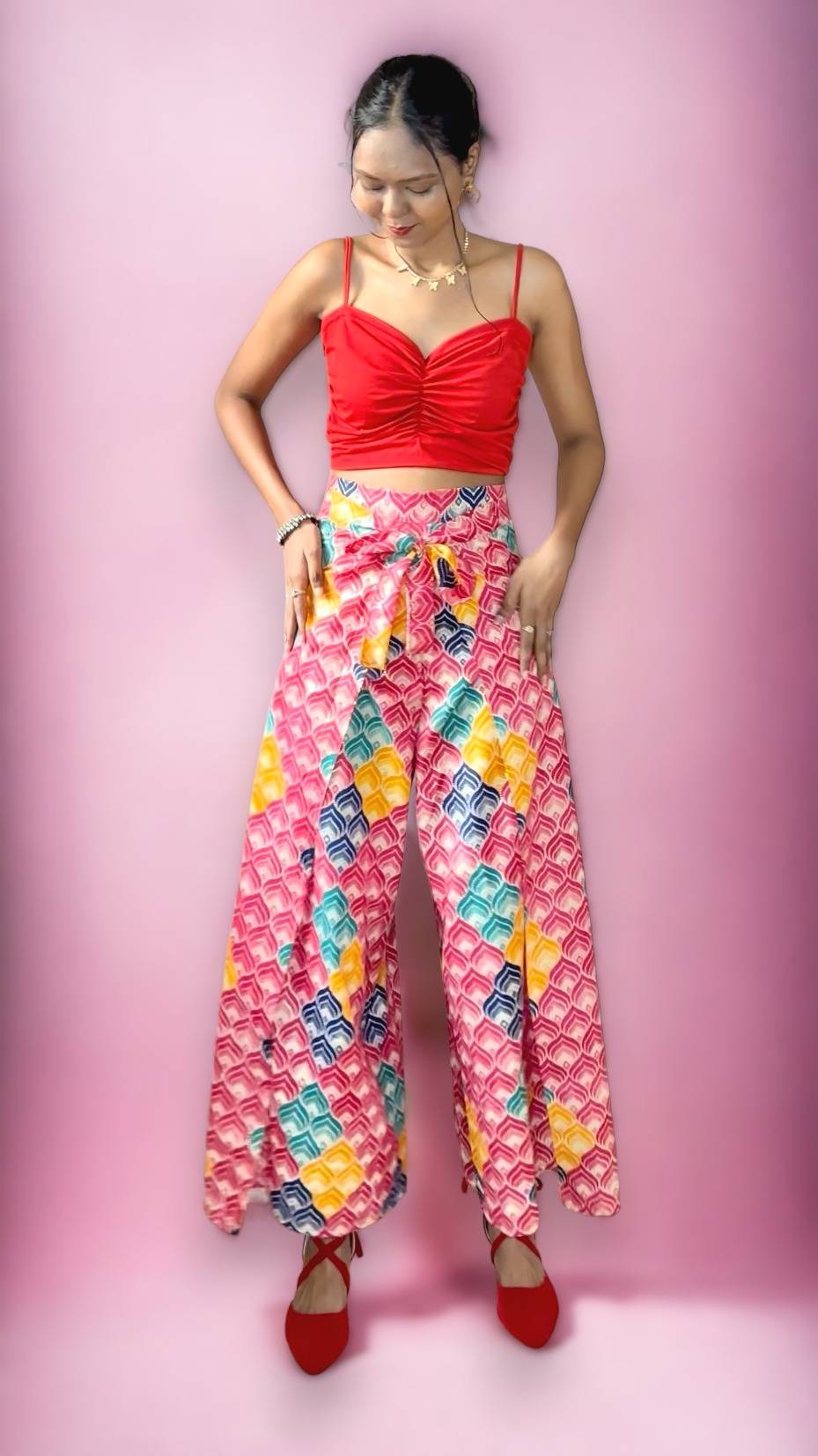 Mixed Colour Wrap Pants