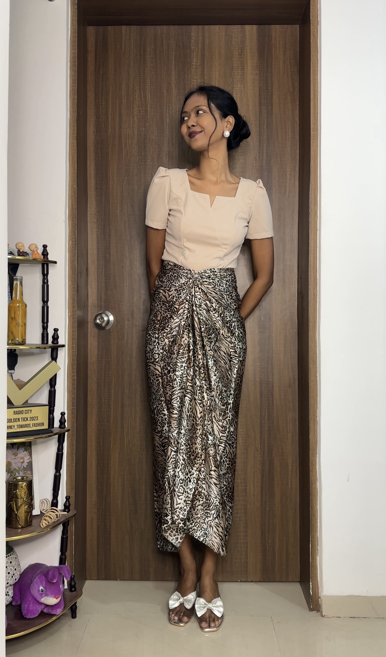 Mixed Animal print satin multiway skirt