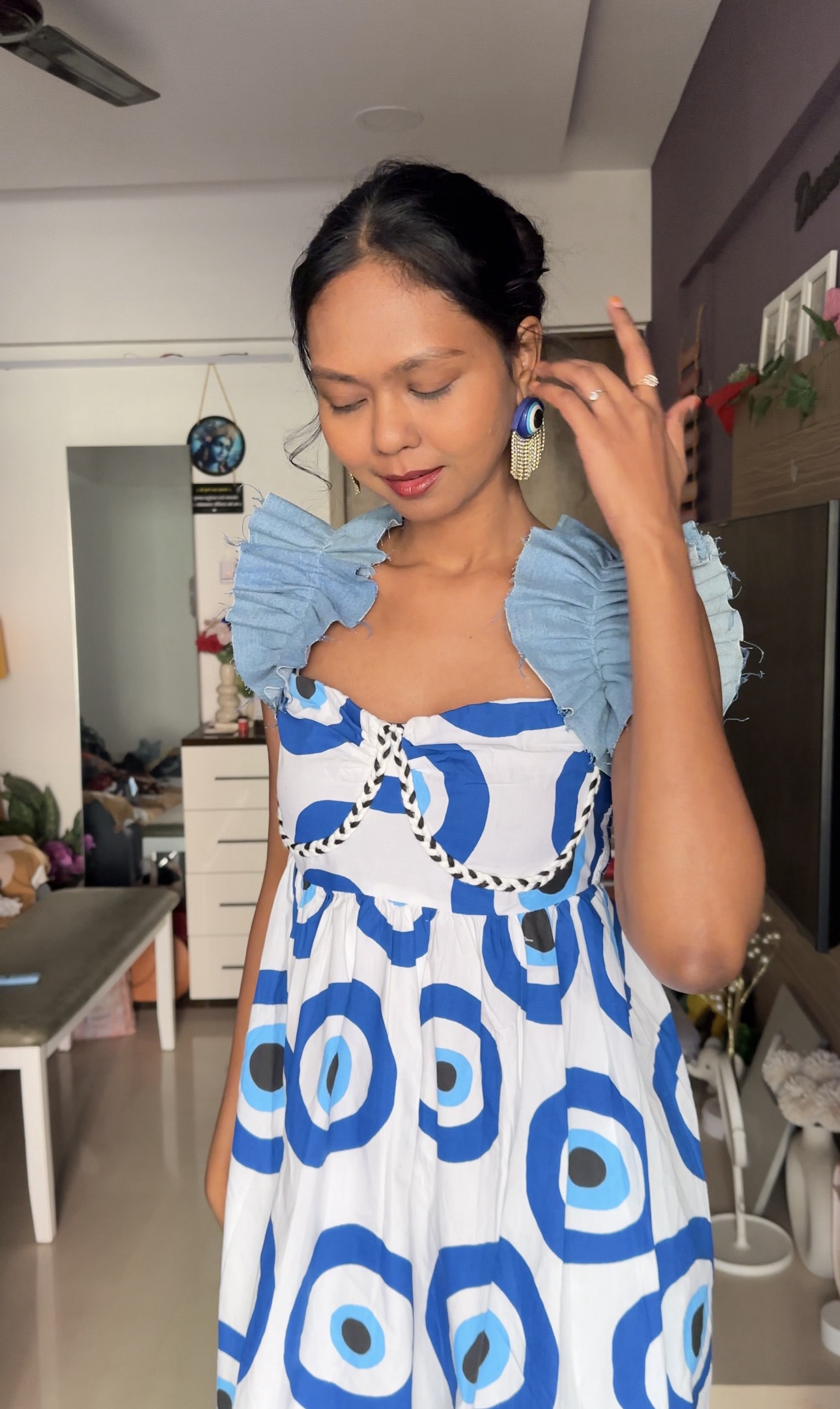 Light Blue Denim Ruffle Sleeves